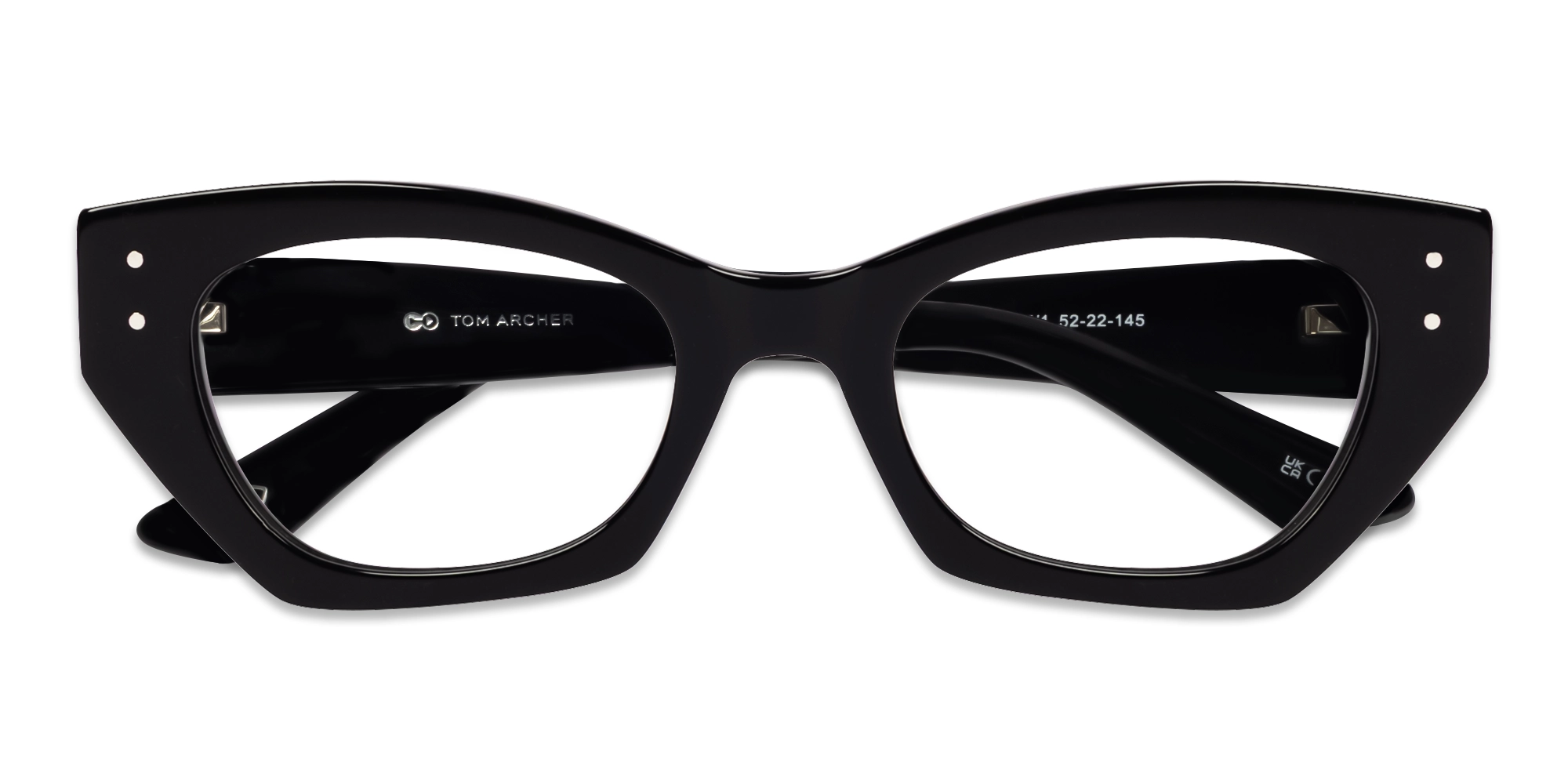 Thick Black Geometric Fullrim Acetate Glasses