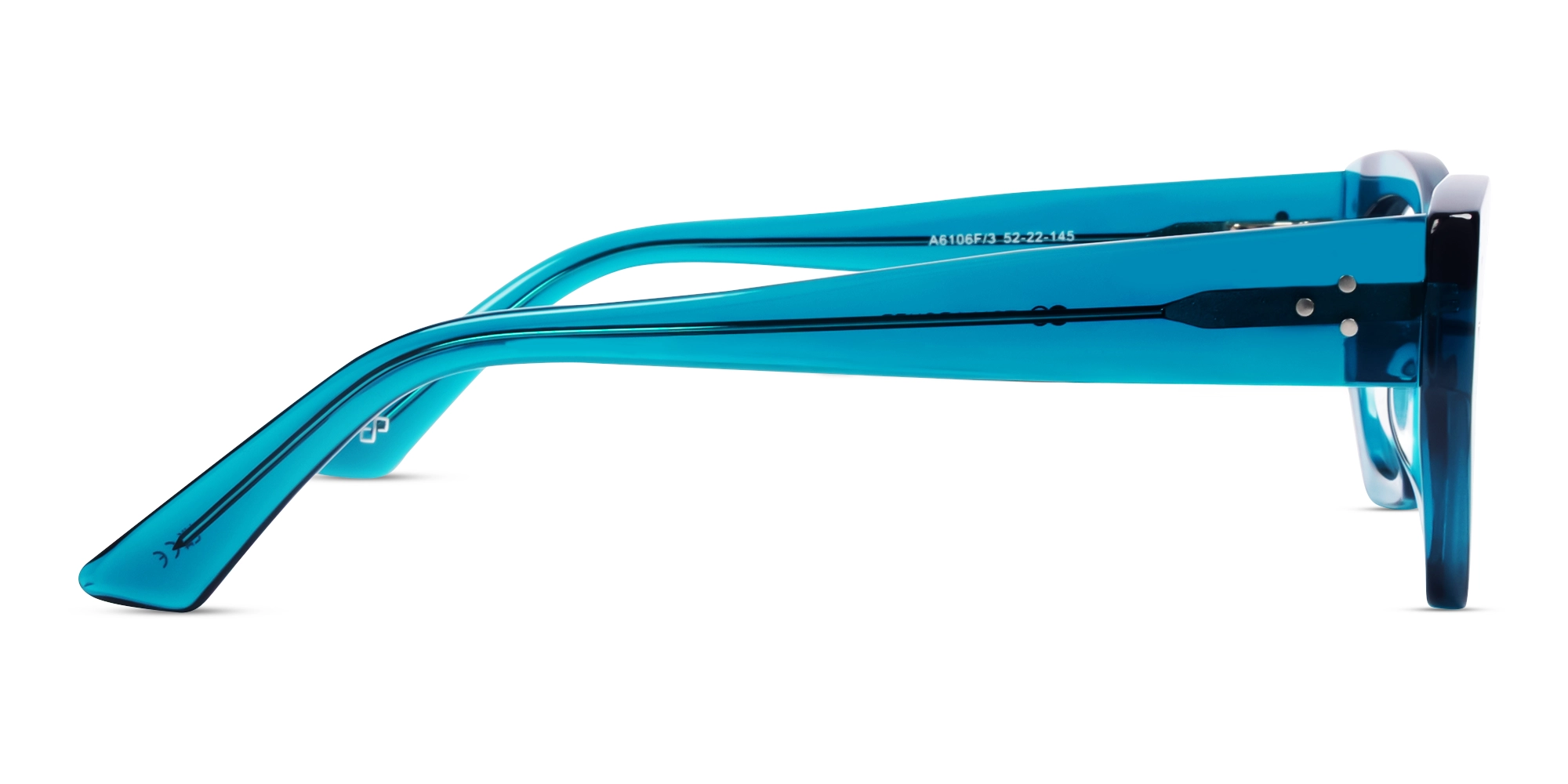 Crystal Cyan Thick Rectangular Glasses