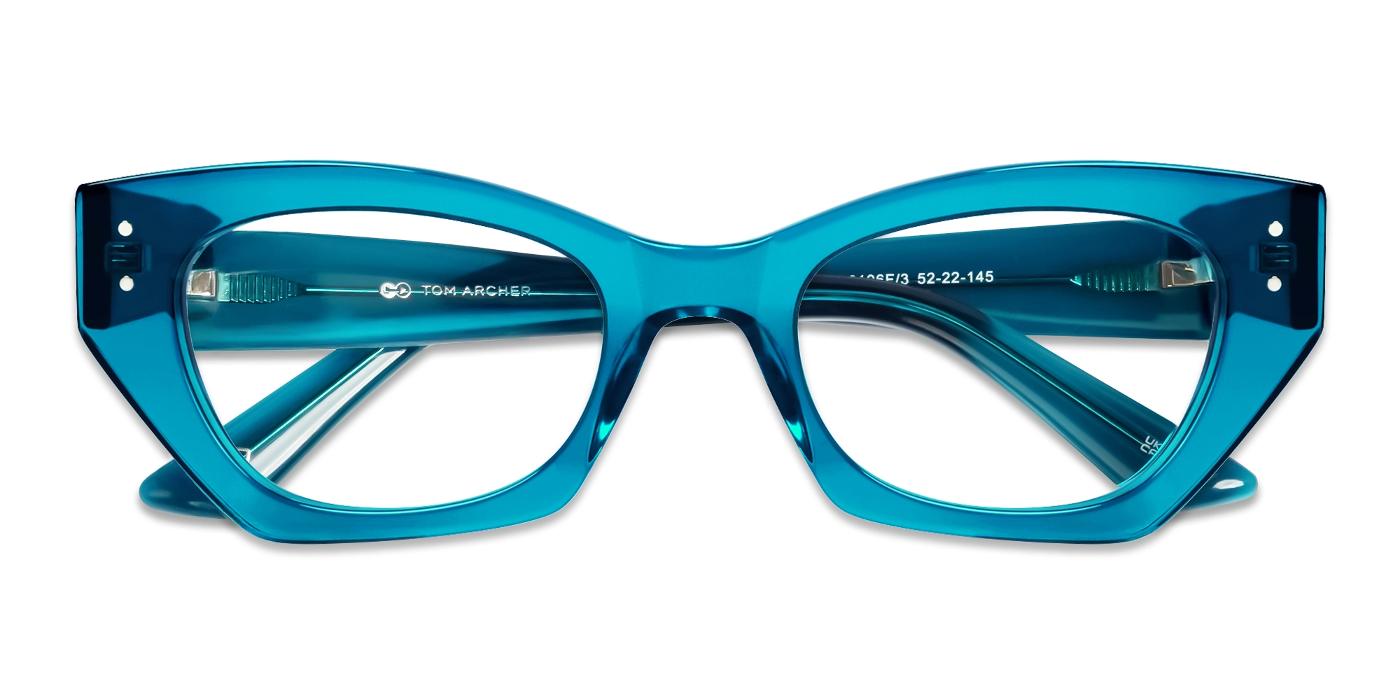 Crystal Cyan Thick Rectangular Glasses