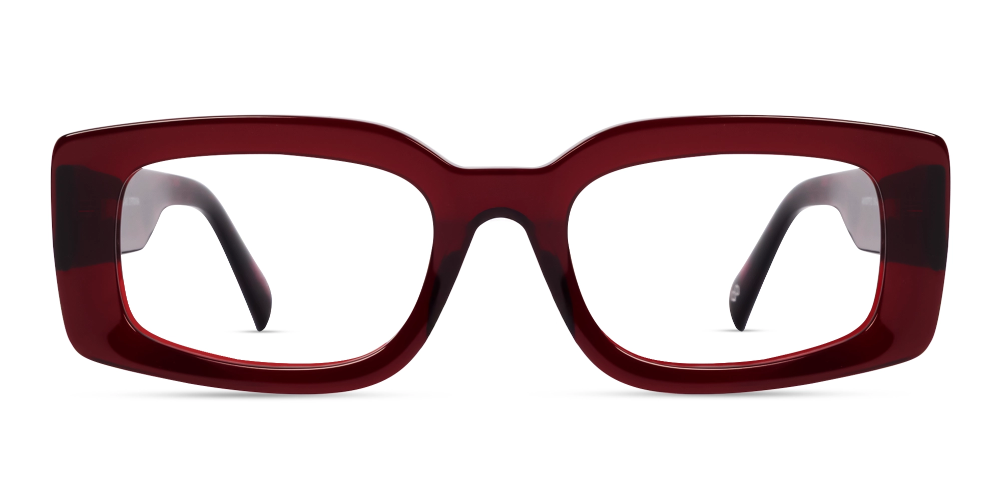 Dark Maroon Thick Oversized Rectangular Glasses
