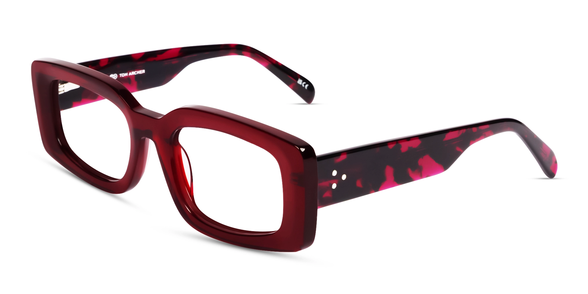 Dark Maroon Thick Oversized Rectangular Glasses Dark Maroon Thick Oversized Rectangular Glasses