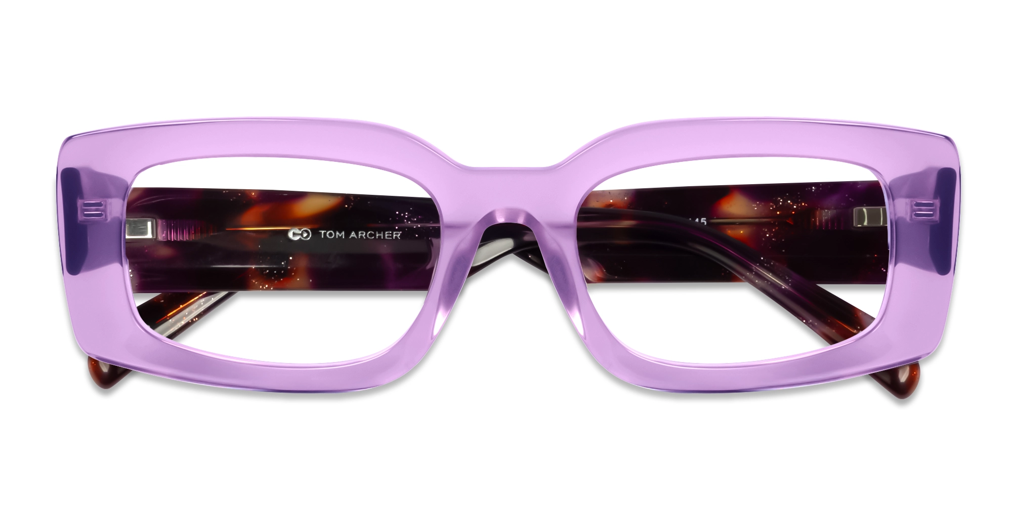 Crystal Wisteria Thick Oversized Rectangular Glasses