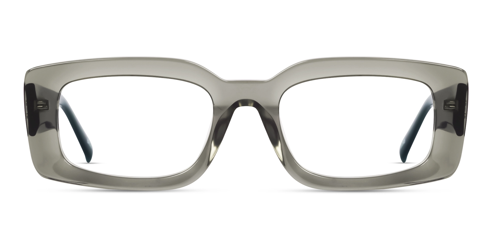 Oversized Crystal Lava Grey Rectangular Glasses