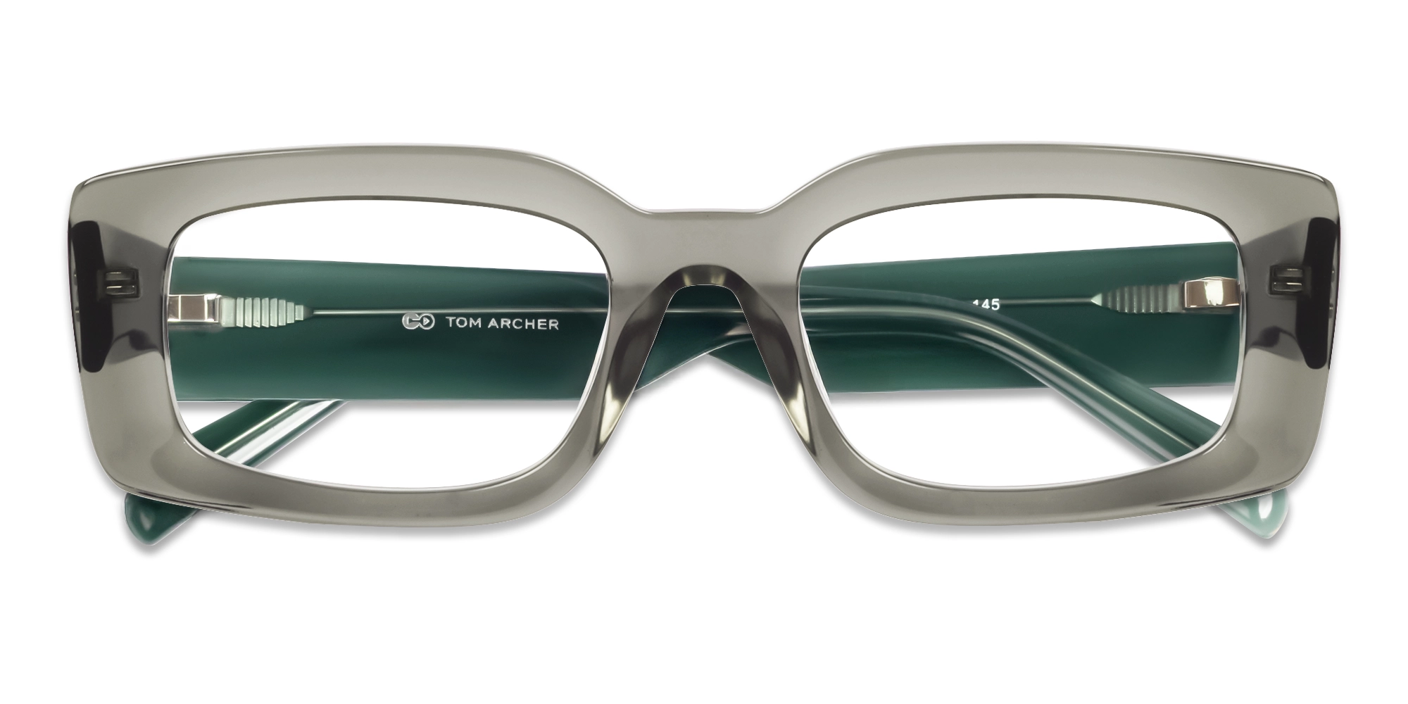 Oversized Crystal Lava Grey Rectangular Glasses