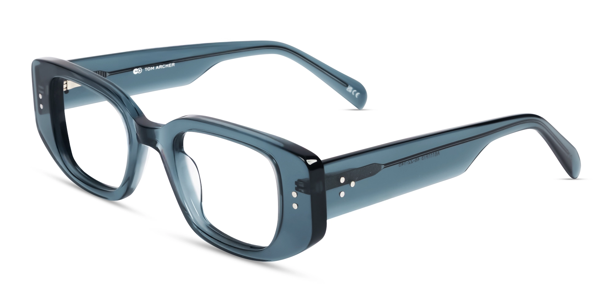 Crystal Pewter Blue Geometric Rectangular Glasses