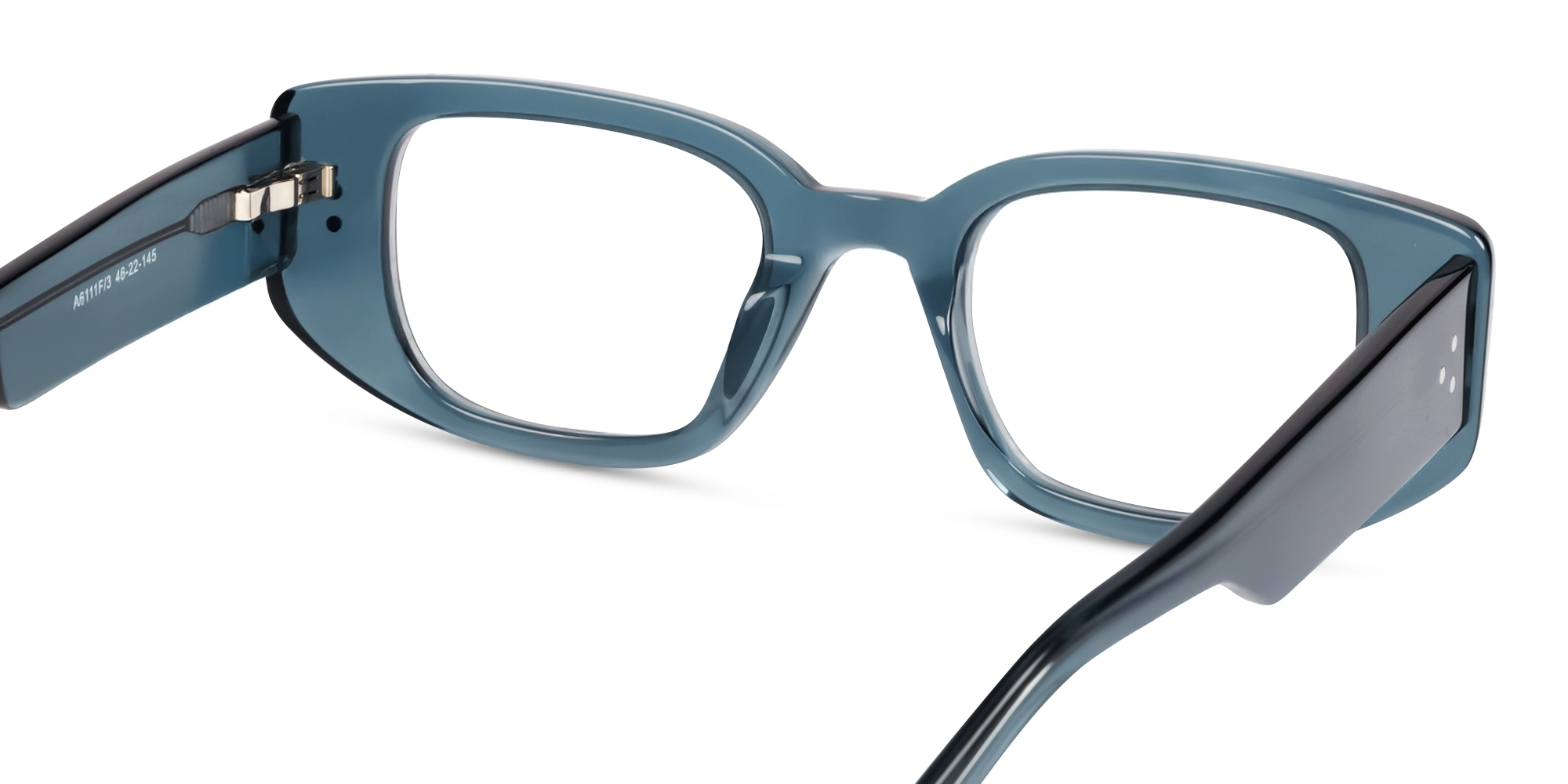 Crystal Pewter Blue Geometric Rectangular Glasses