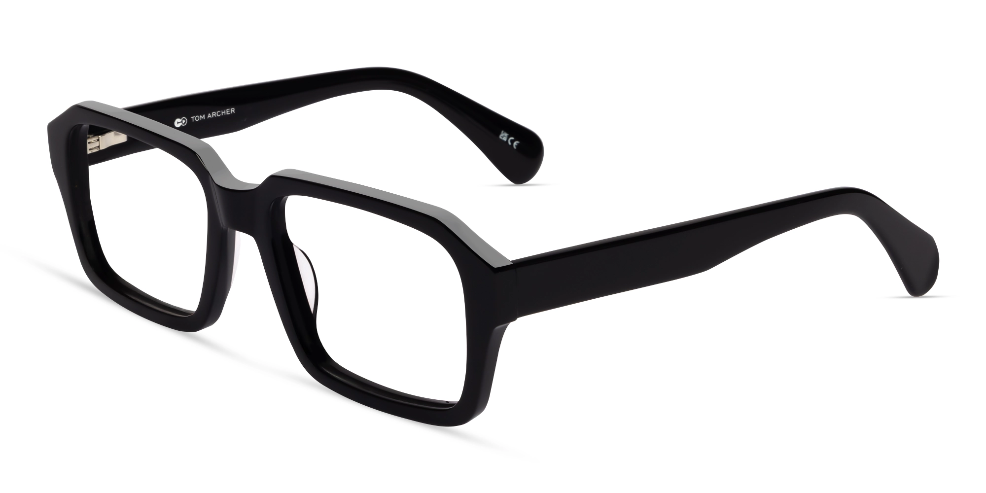 Black Rectangular Acetate Full-Rim Glasses-2