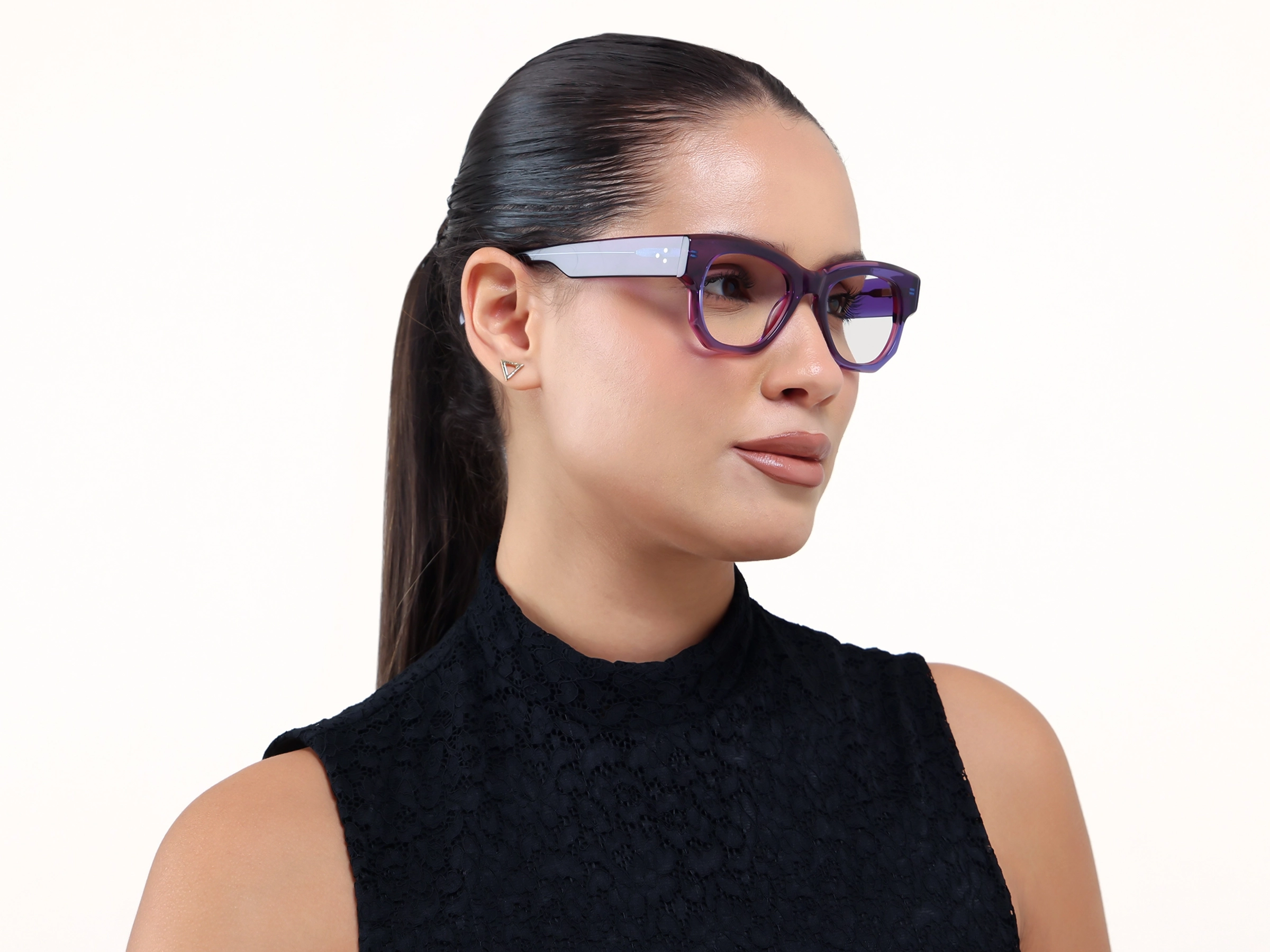 Crystal Royal Purple Thick Acetate Fullrim Glasses