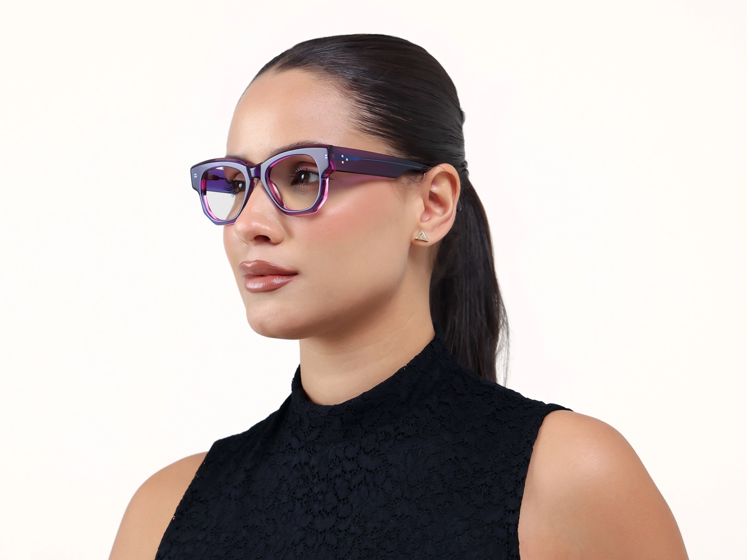 Crystal Royal Purple Thick Acetate Fullrim Glasses