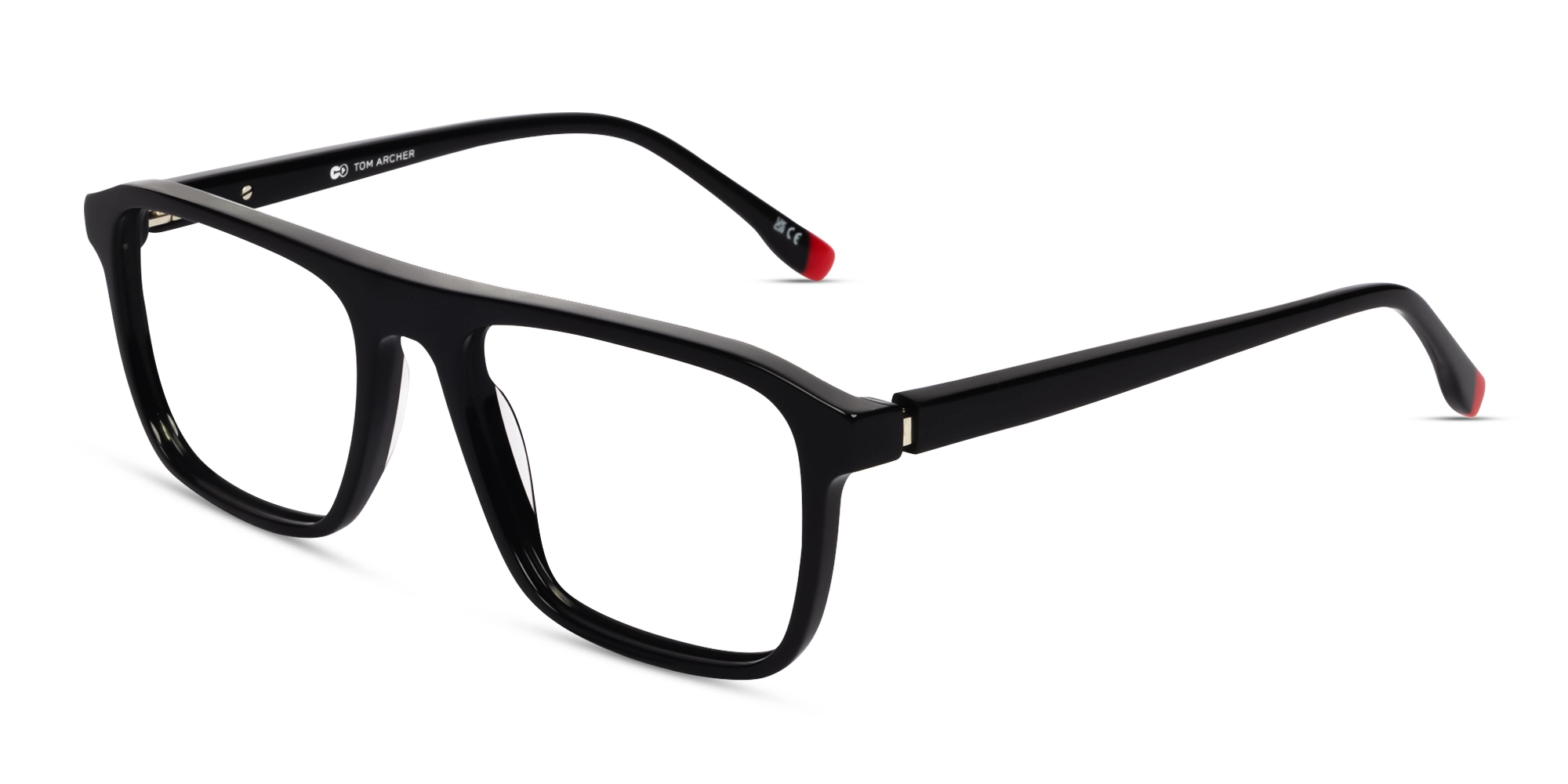 Black Rectangle Pilot Flat-top Glasses-2