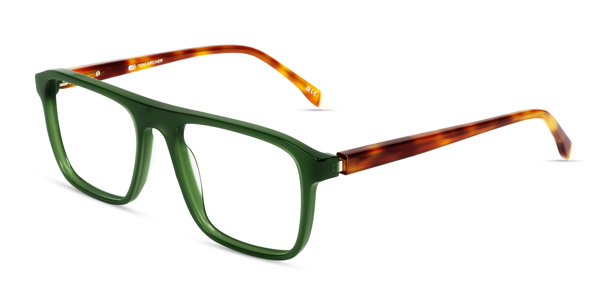Leaf Green Rectangle Pilot Flat-top Glasses-2 Leaf Green Rectangle Pilot Flat-top Glasses-2