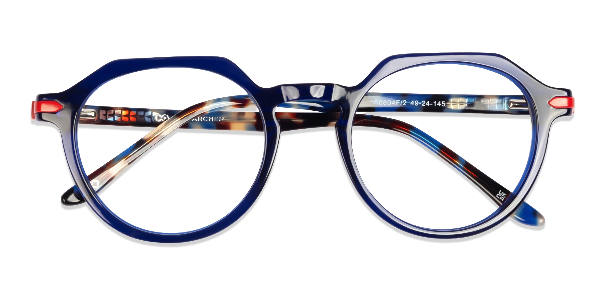 Crystal Blue Round Keyhole-Bridge Glasses-5
