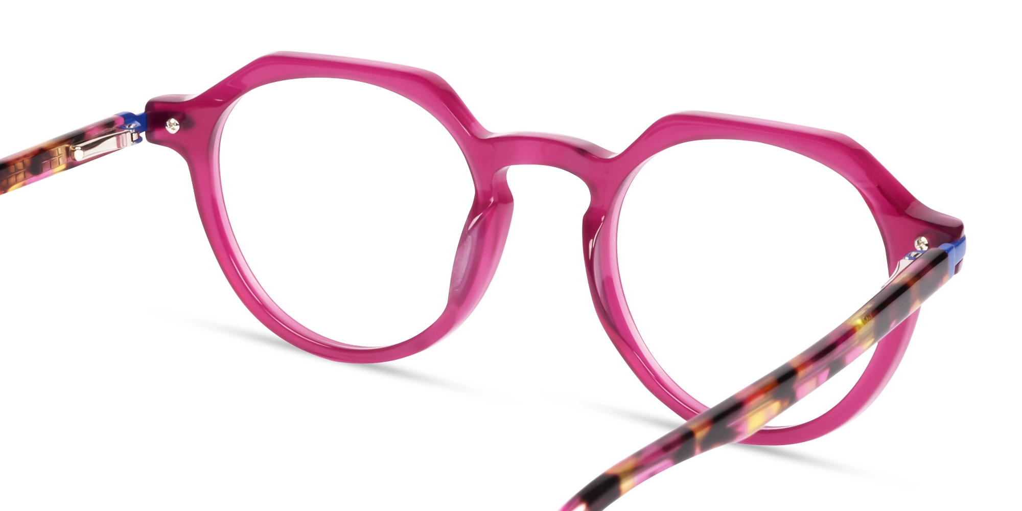 Dark Pink Round Keyhole Bridge Glasses-4