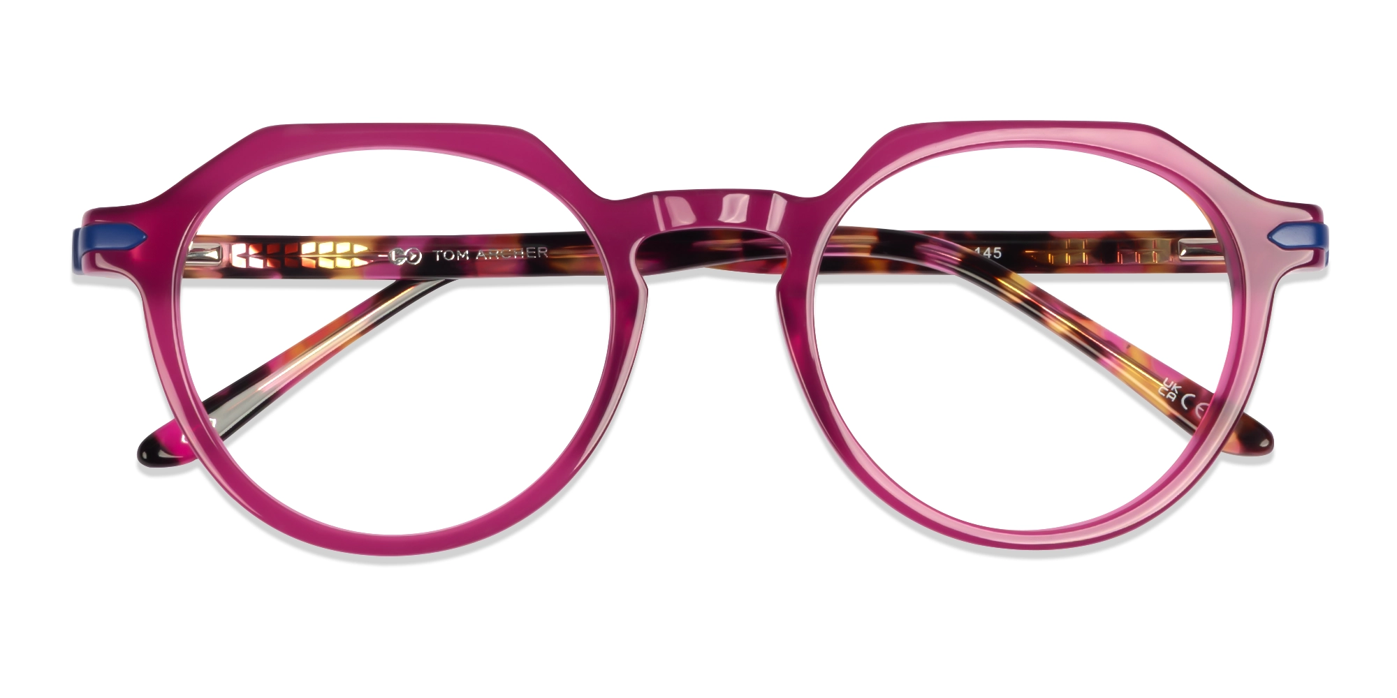 Dark Pink Round Keyhole Bridge Glasses-5