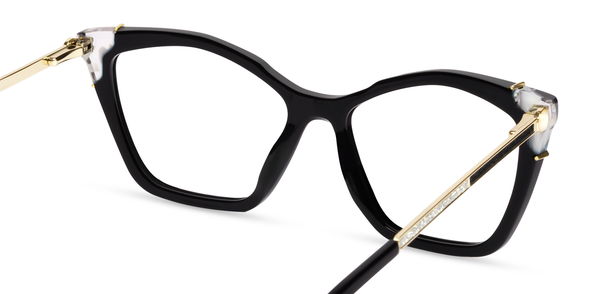 Cateye Black Fullrim Mixed Material Glasses-5