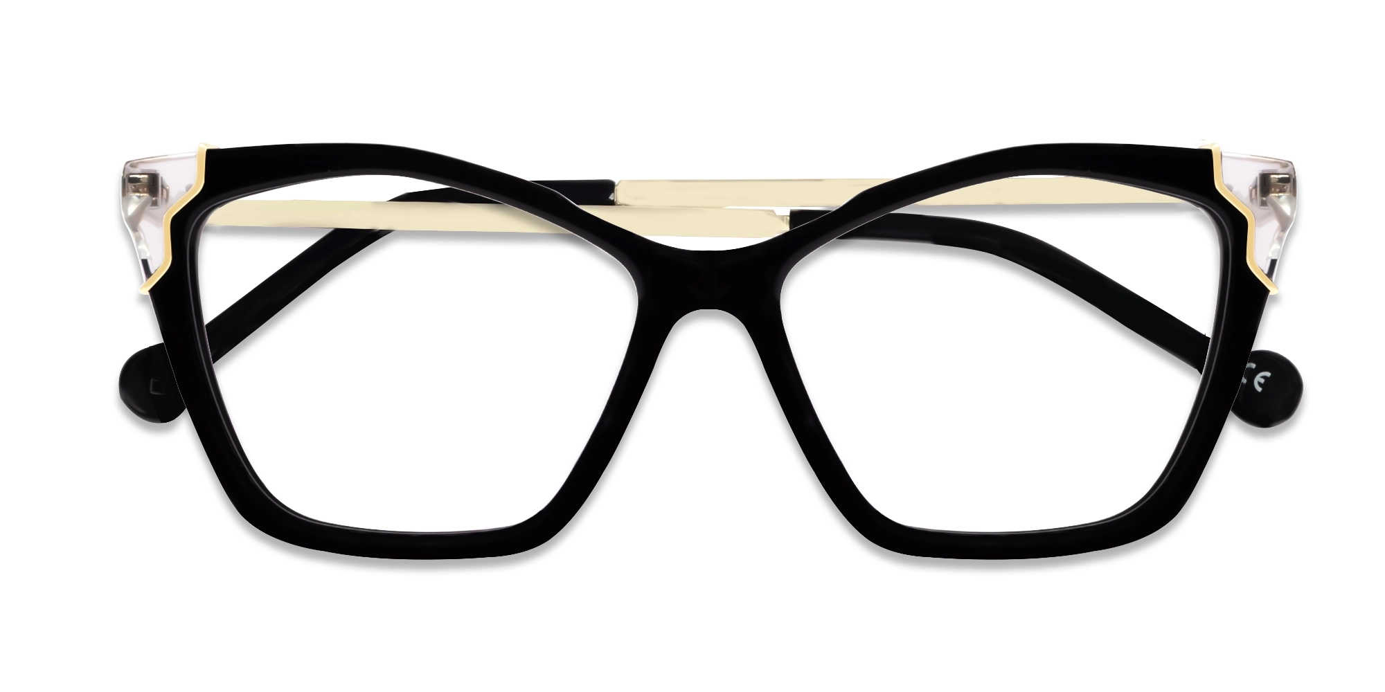 Cateye Black Fullrim Mixed Material Glasses-6