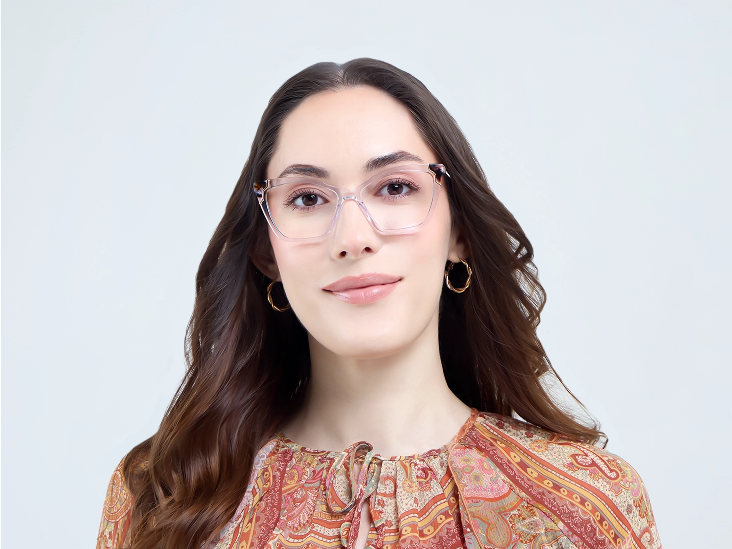 Crystal Clear Cateye Fullrim Mixed Material Glasses-12