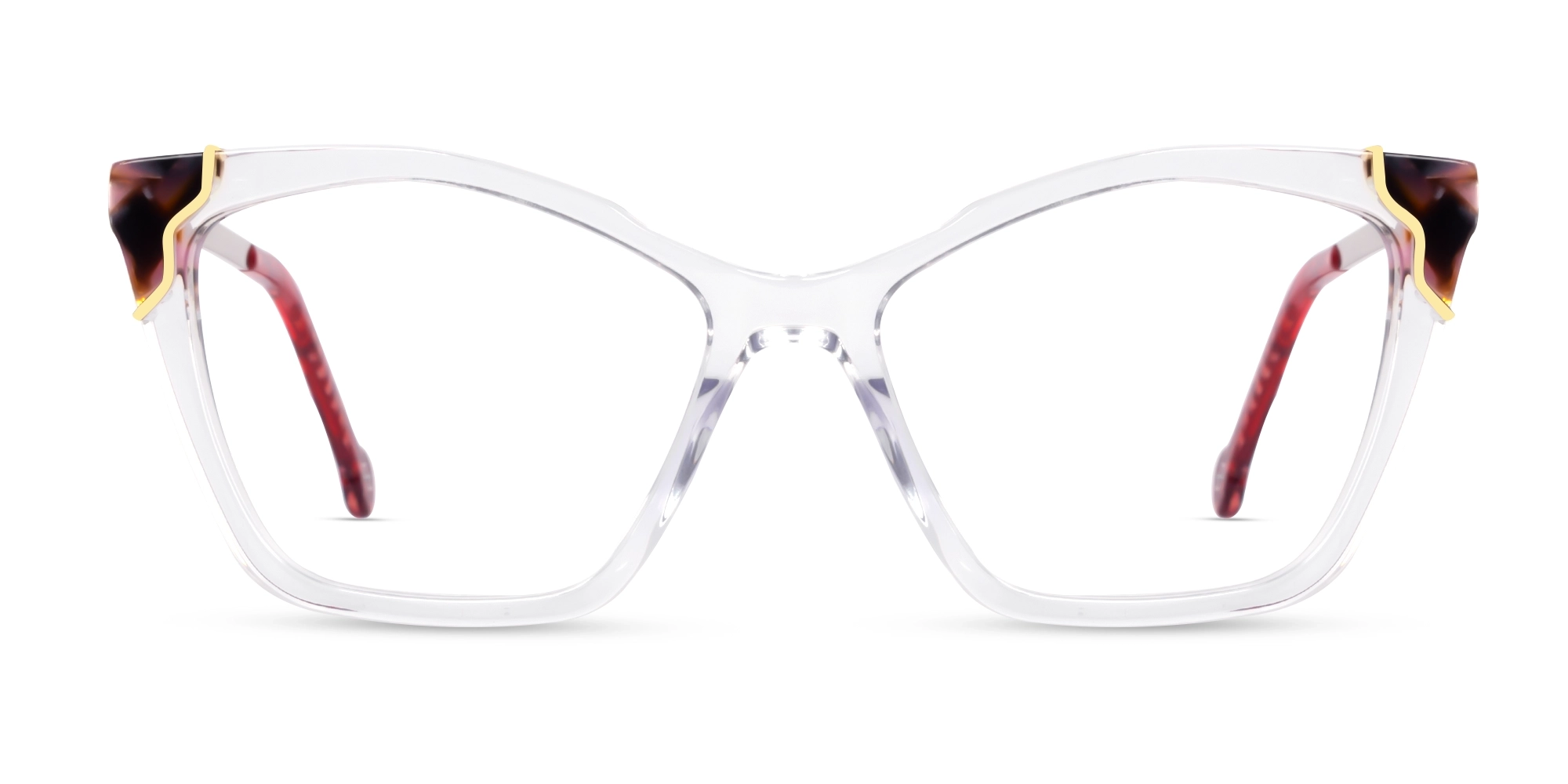 Crystal Clear Cateye Fullrim Mixed Material Glasses-1