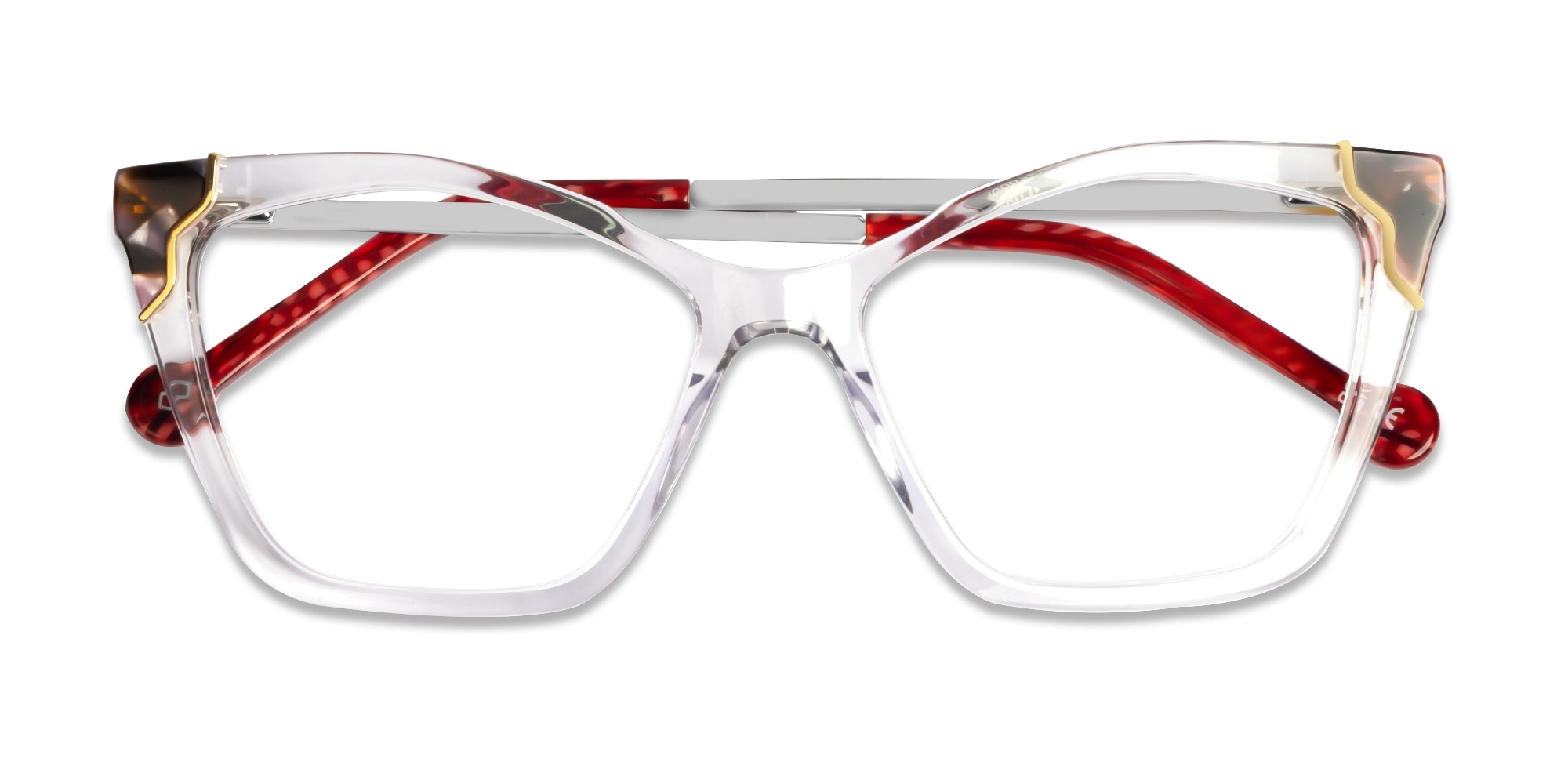 Crystal Clear Cateye Fullrim Mixed Material Glasses-6