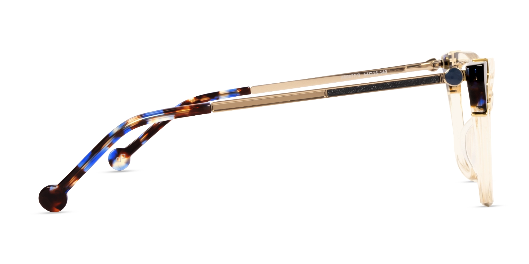 Watery Beige Cateye Fullrim Mixed Material Glasses-4