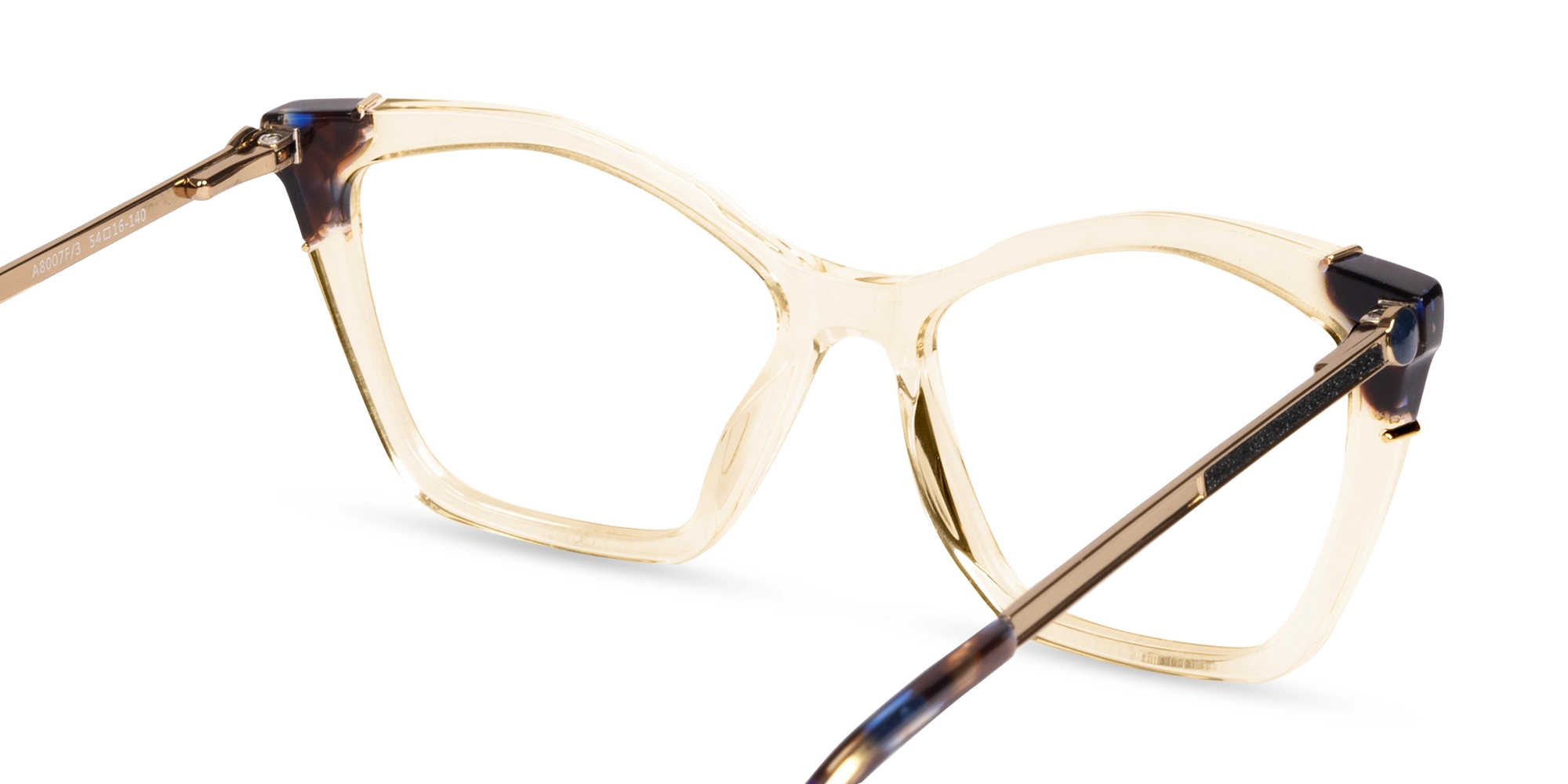 Watery Beige Cateye Fullrim Mixed Material Glasses-5