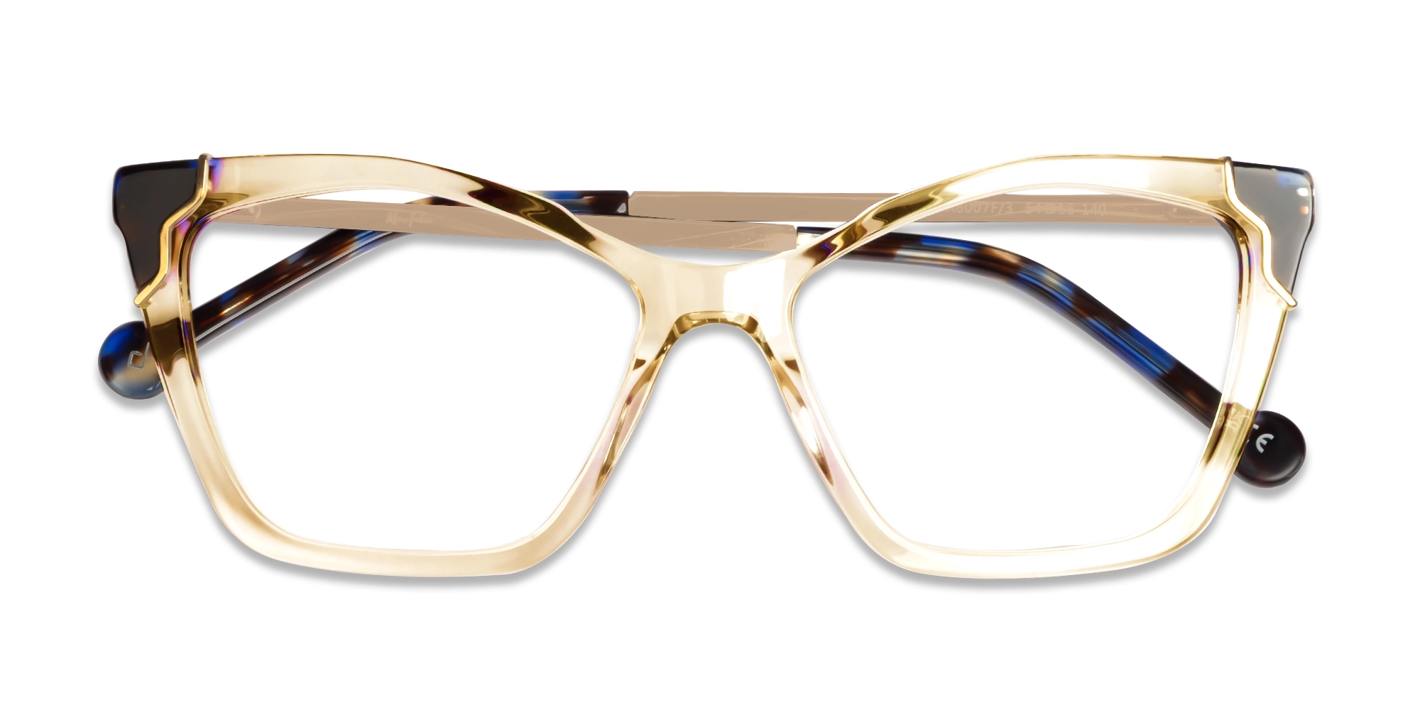 Watery Beige Cateye Fullrim Mixed Material Glasses-6