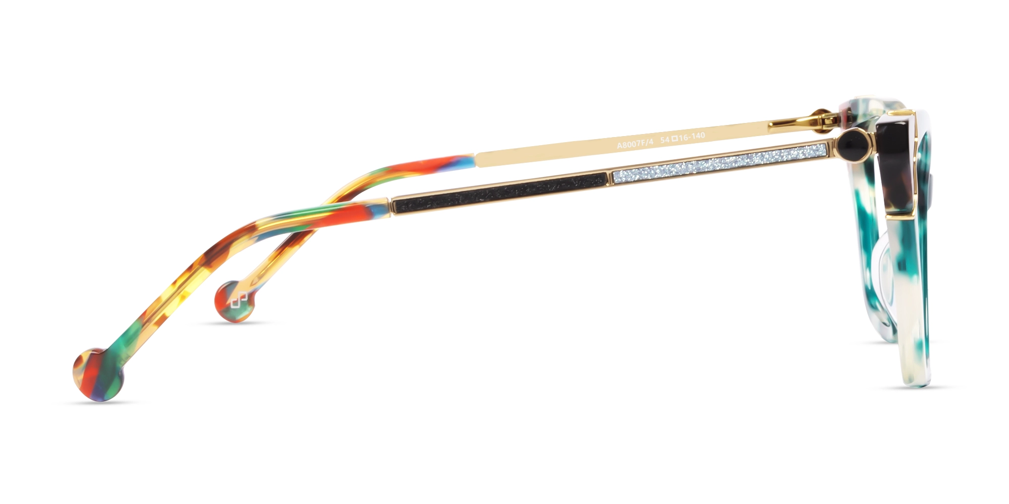 Green Tortoise Cateye Fullrim Mixed Material Glasses-4