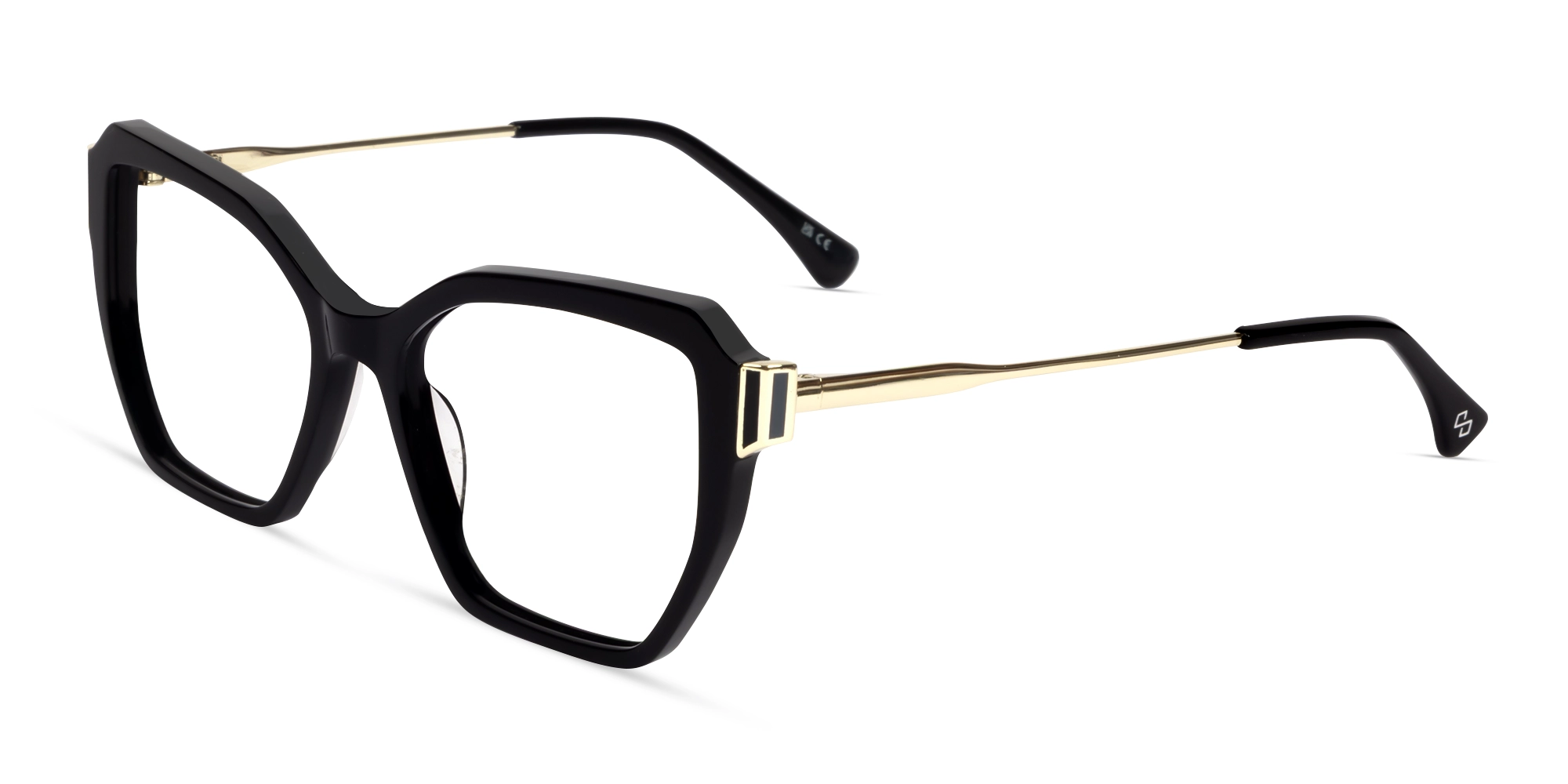 Black Geometric Butterfly Mixed Material Glasses-2