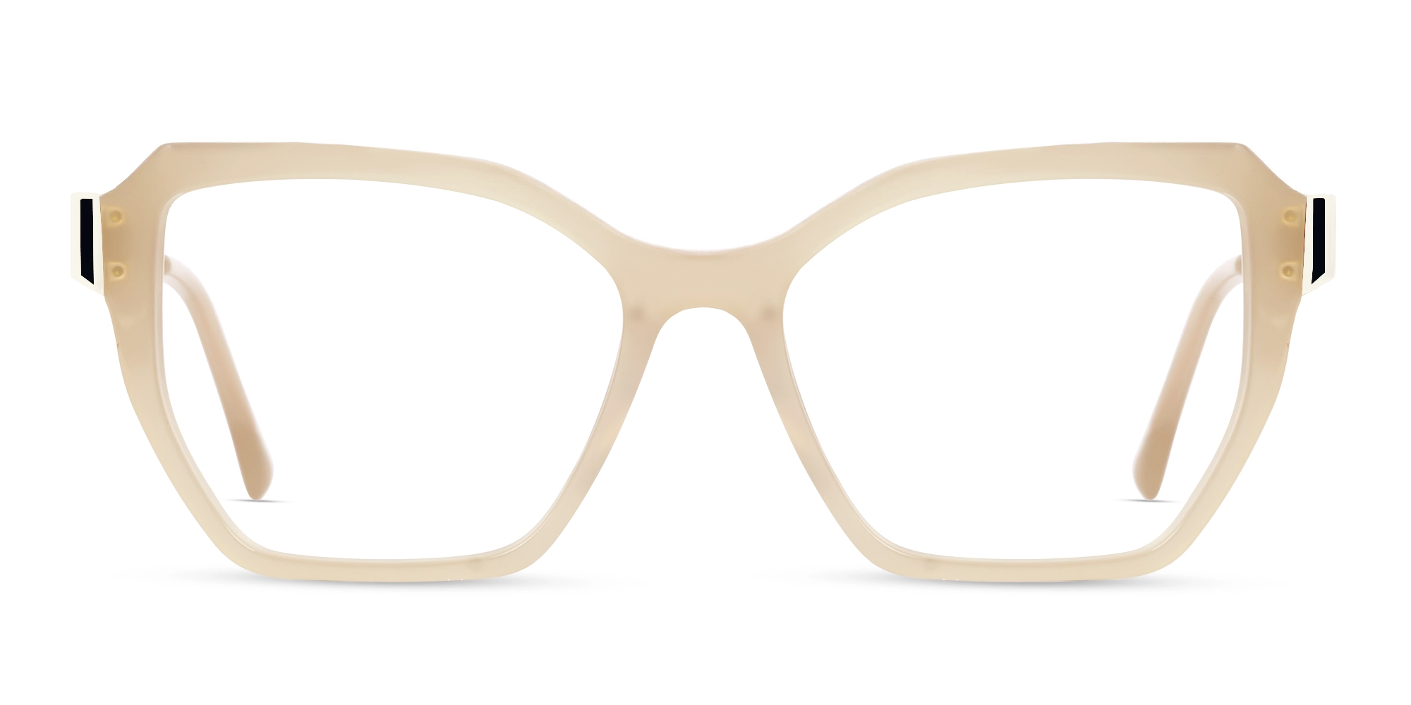Champagne Beige Butterfly Mixed Material Glasses-1