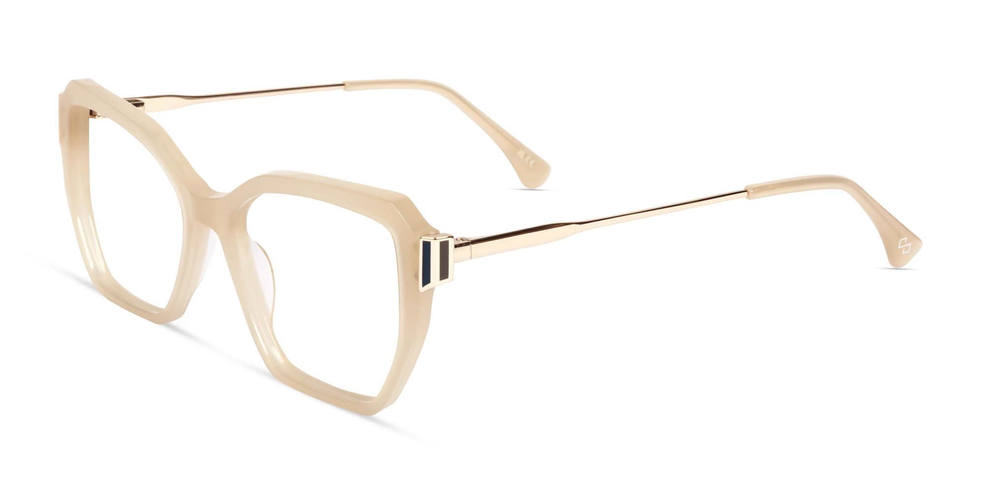 Champagne Beige Butterfly Mixed Material Glasses-2