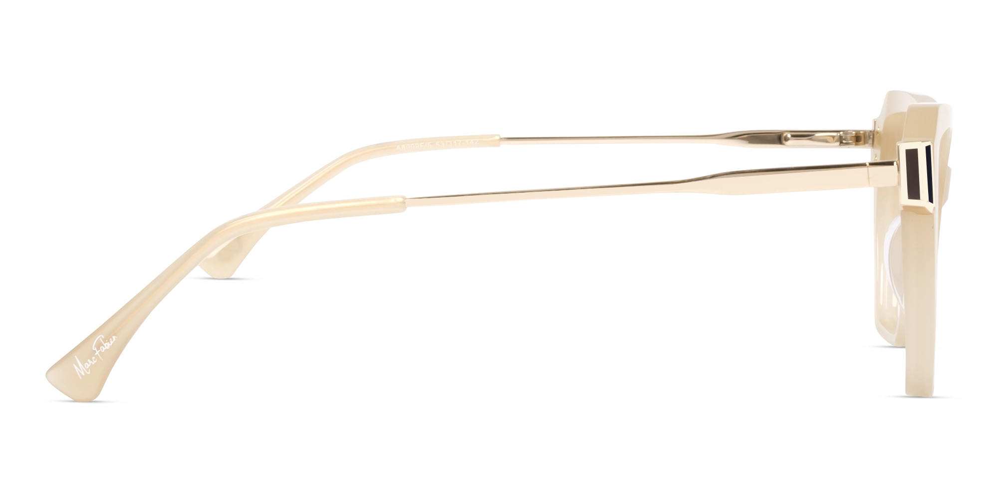 Champagne Beige Butterfly Mixed Material Glasses-3