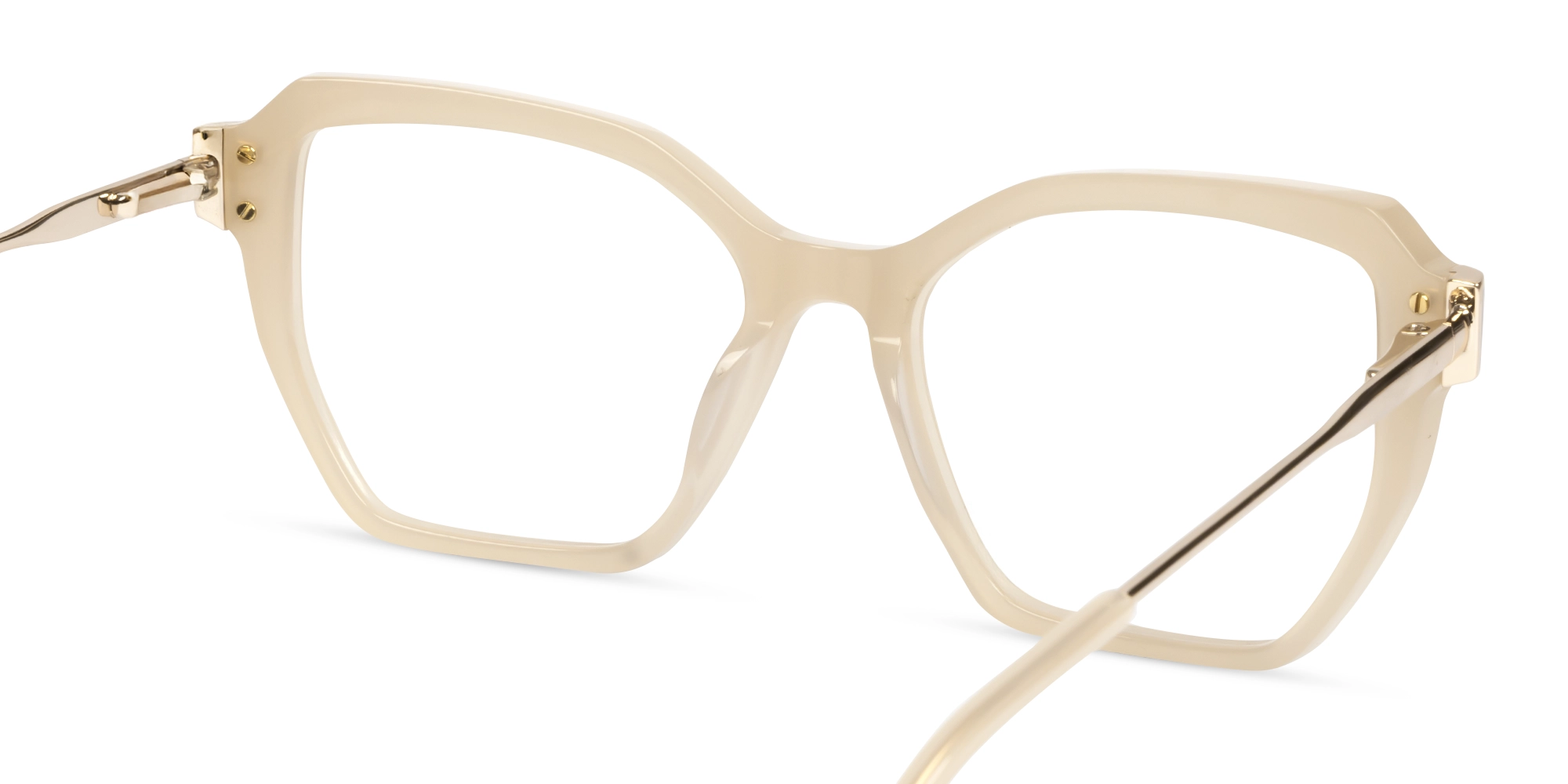 Champagne Beige Butterfly Mixed Material Glasses-4