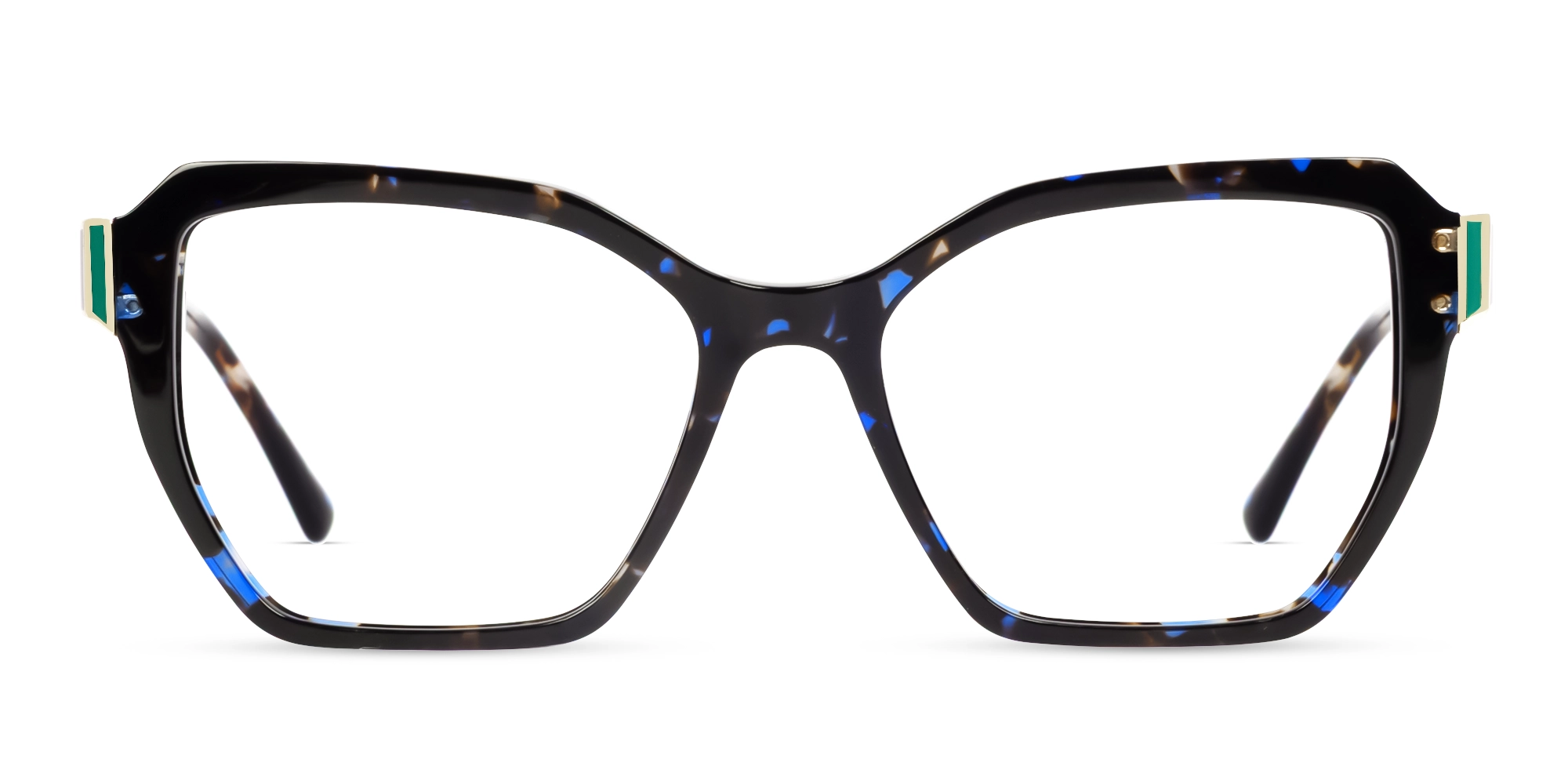 Black Tortoise Geometric Butterfly Full-Rim Glasses-1