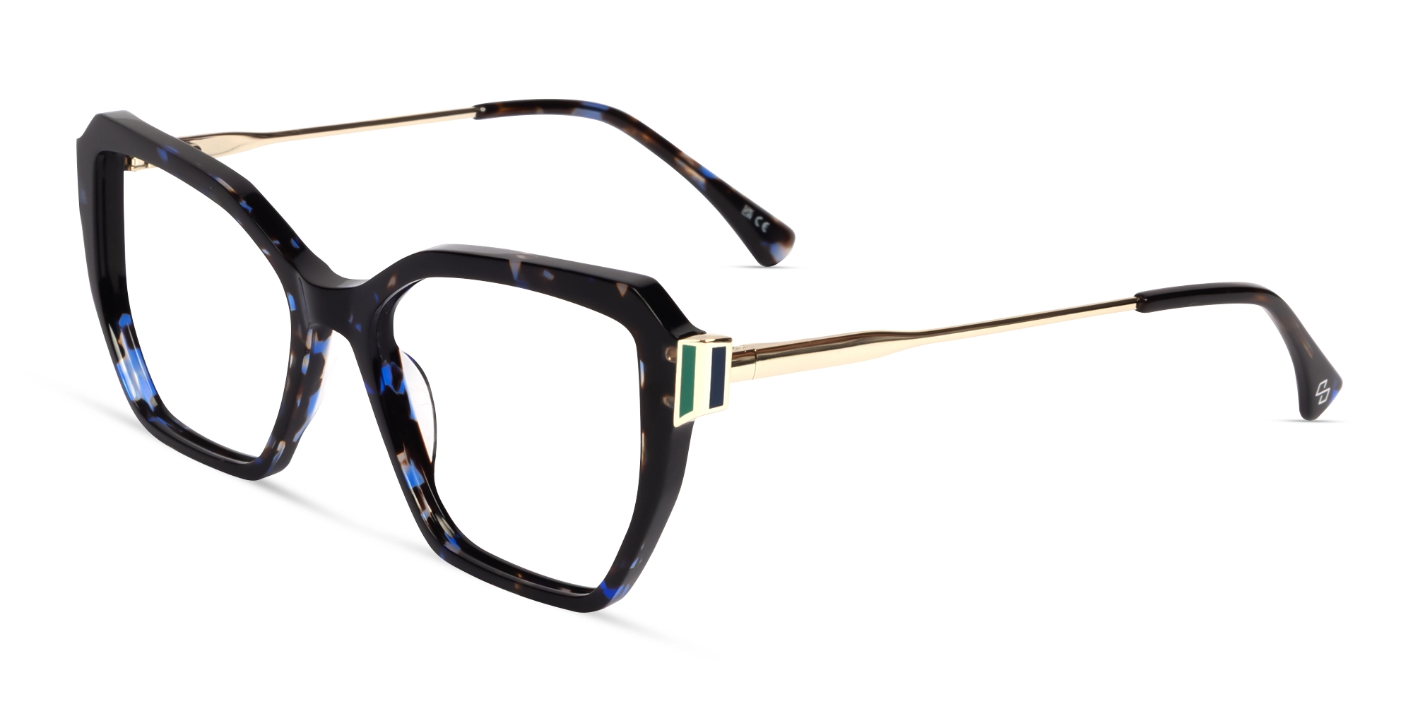 Black Tortoise Geometric Butterfly Full-Rim Glasses-2