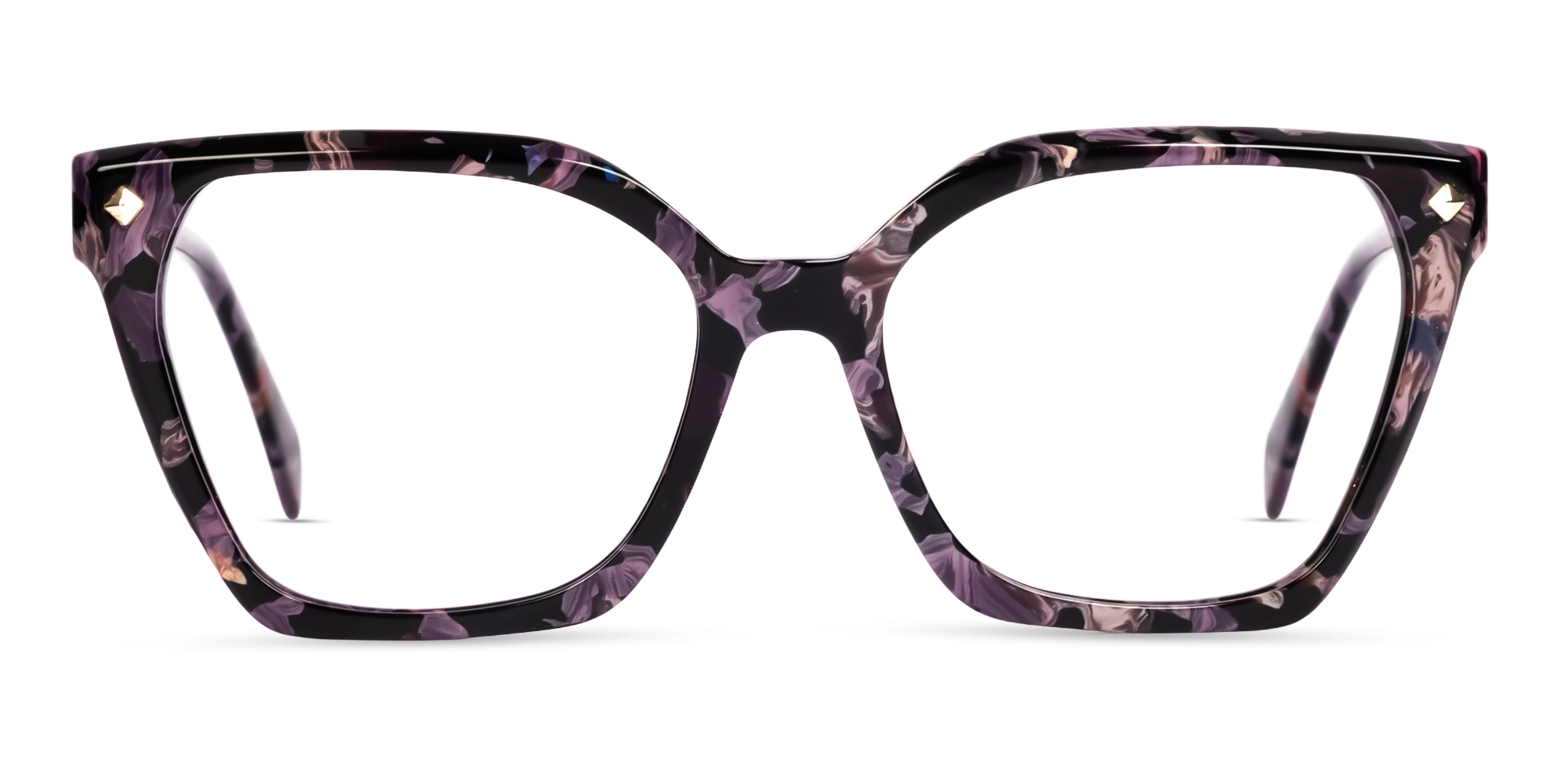 Black & Purple Marble Cateye Fullrim Acetate Glasses