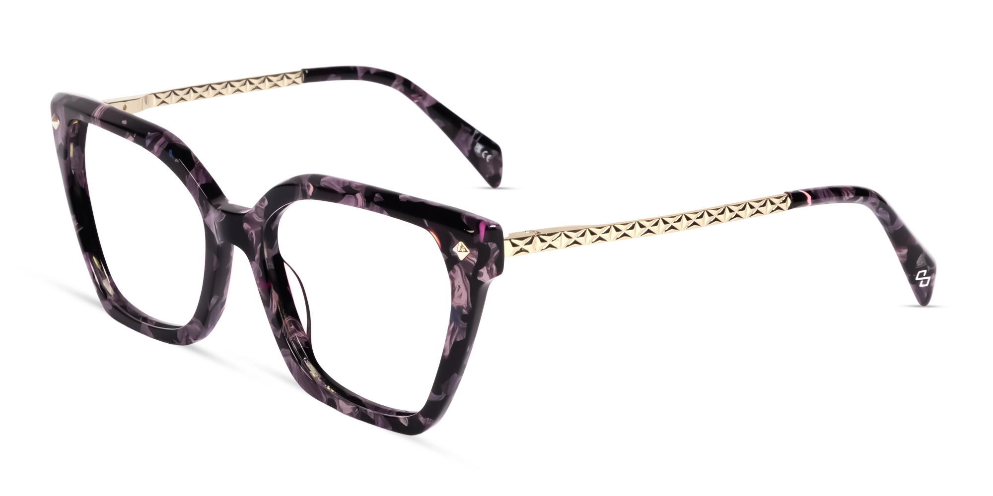 Black & Purple Marble Cateye Fullrim Acetate Glasses