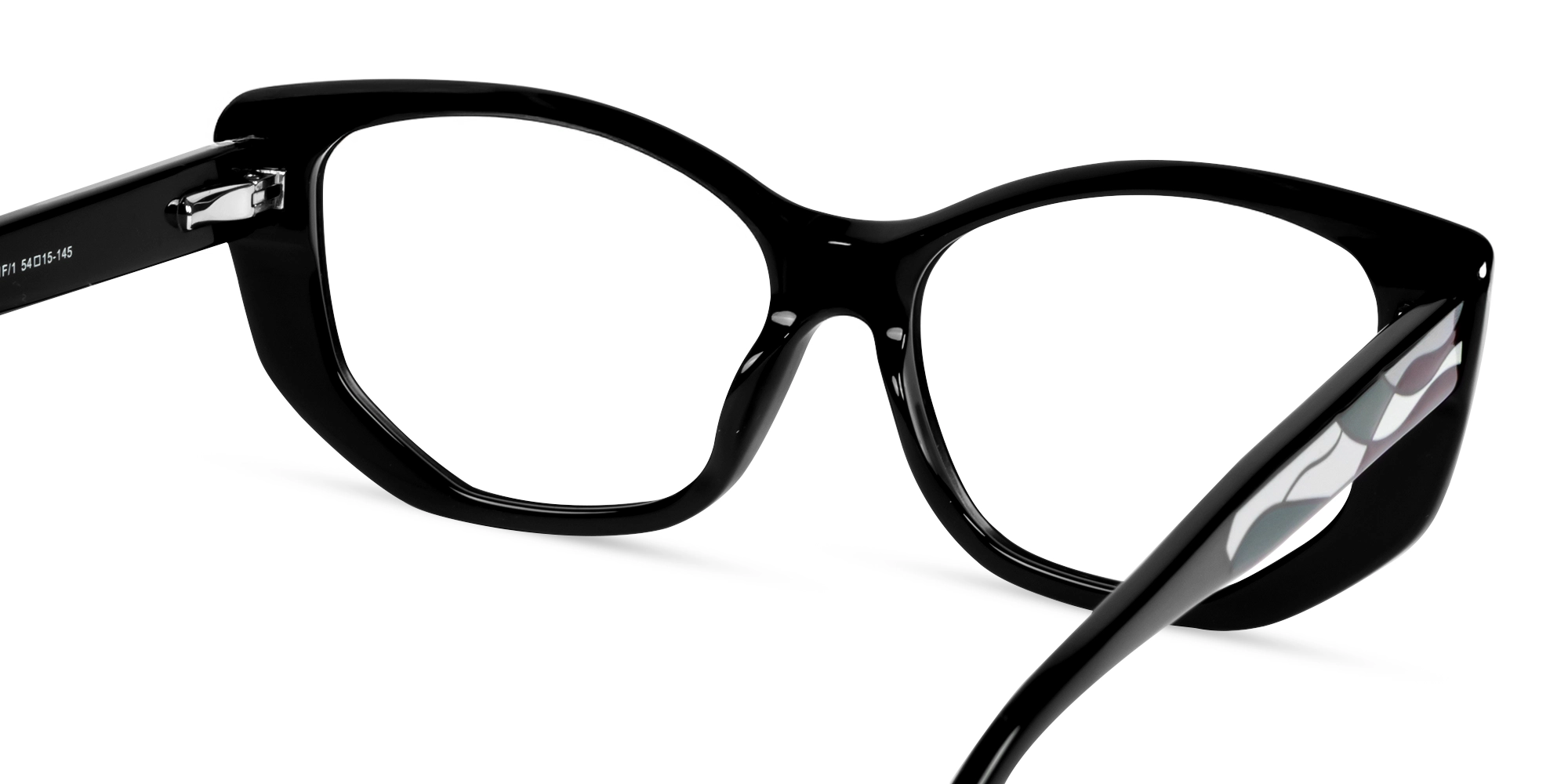Black Cateye Geometric Glasses For Women-4