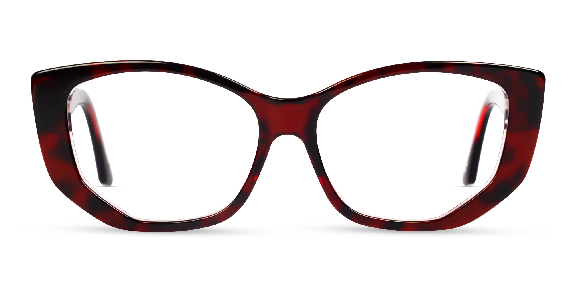 Burgundy Tortoise Cat-eye Geometric Glasses For Women-1