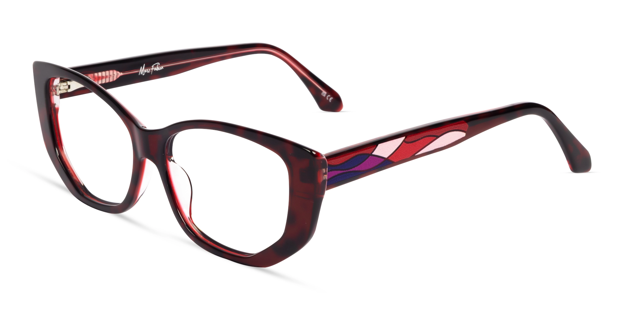 Burgundy Tortoise Cat-eye Geometric Glasses For Women-2