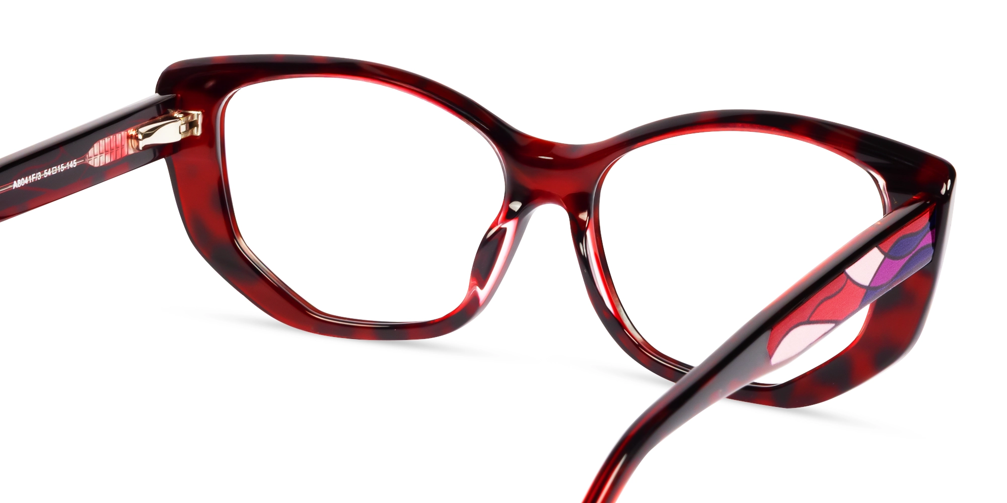 Burgundy Tortoise Cat-eye Geometric Glasses For Women-4