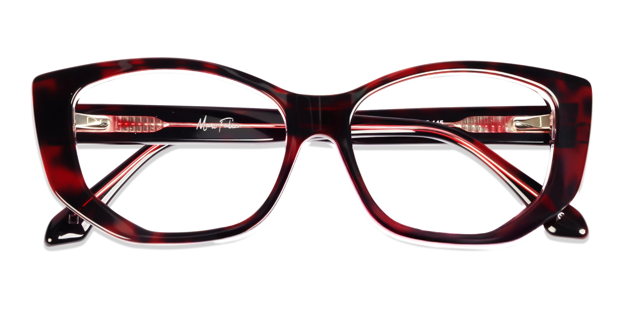 Burgundy Tortoise Cat-eye Geometric Glasses For Women-5