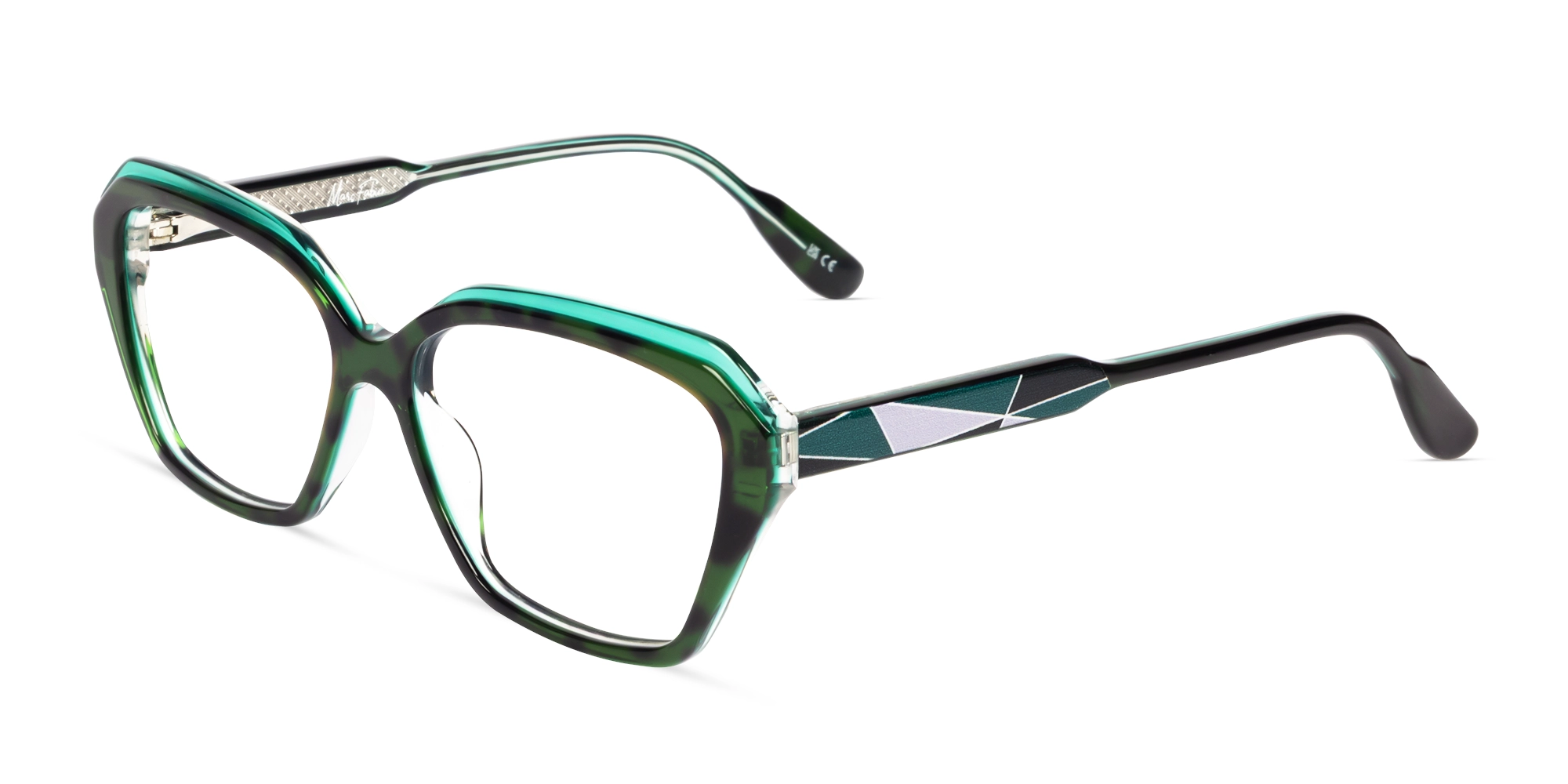 Green Tortoise Butterfly Full-Rim Glasses For Women-2