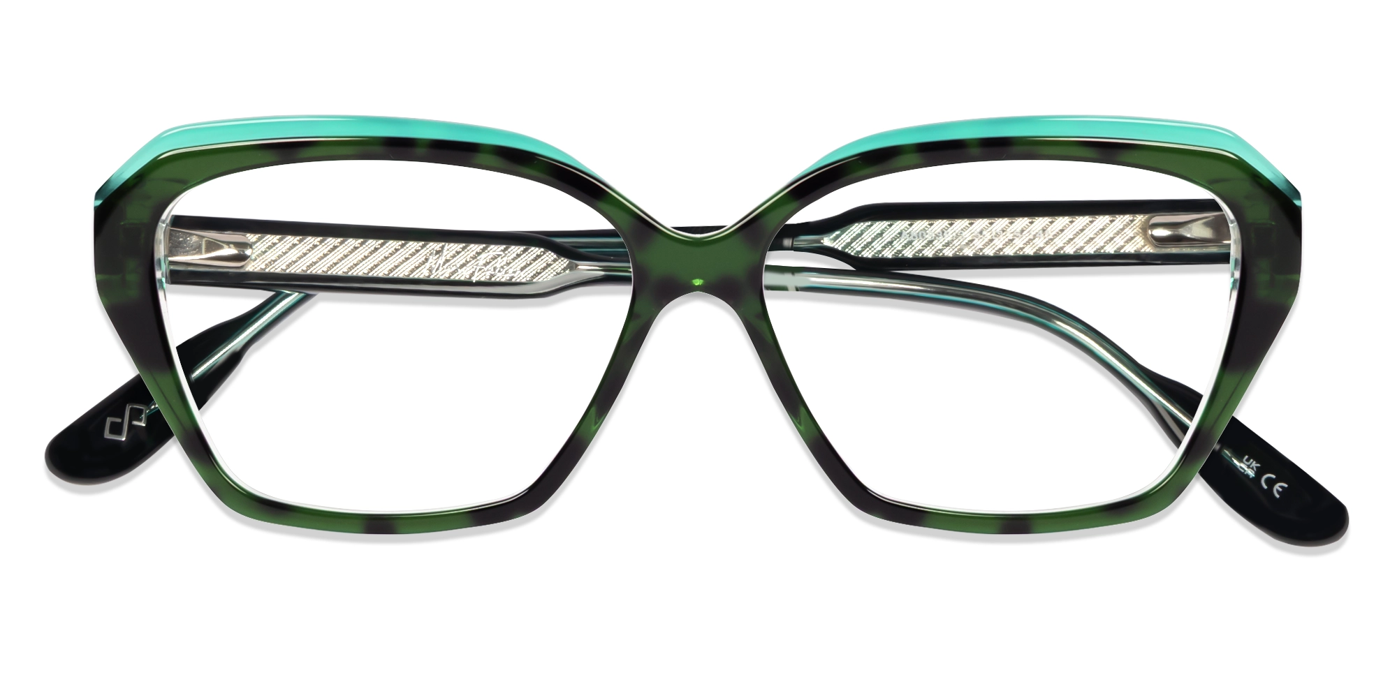 Green Tortoise Butterfly Full-Rim Glasses For Women-5