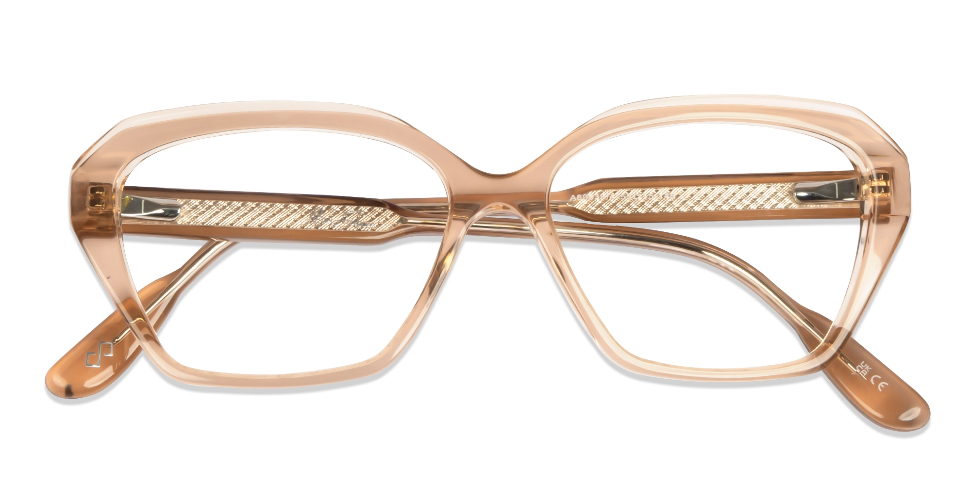 Crystal Peach Spring Hinge Butterfly Glasses-5