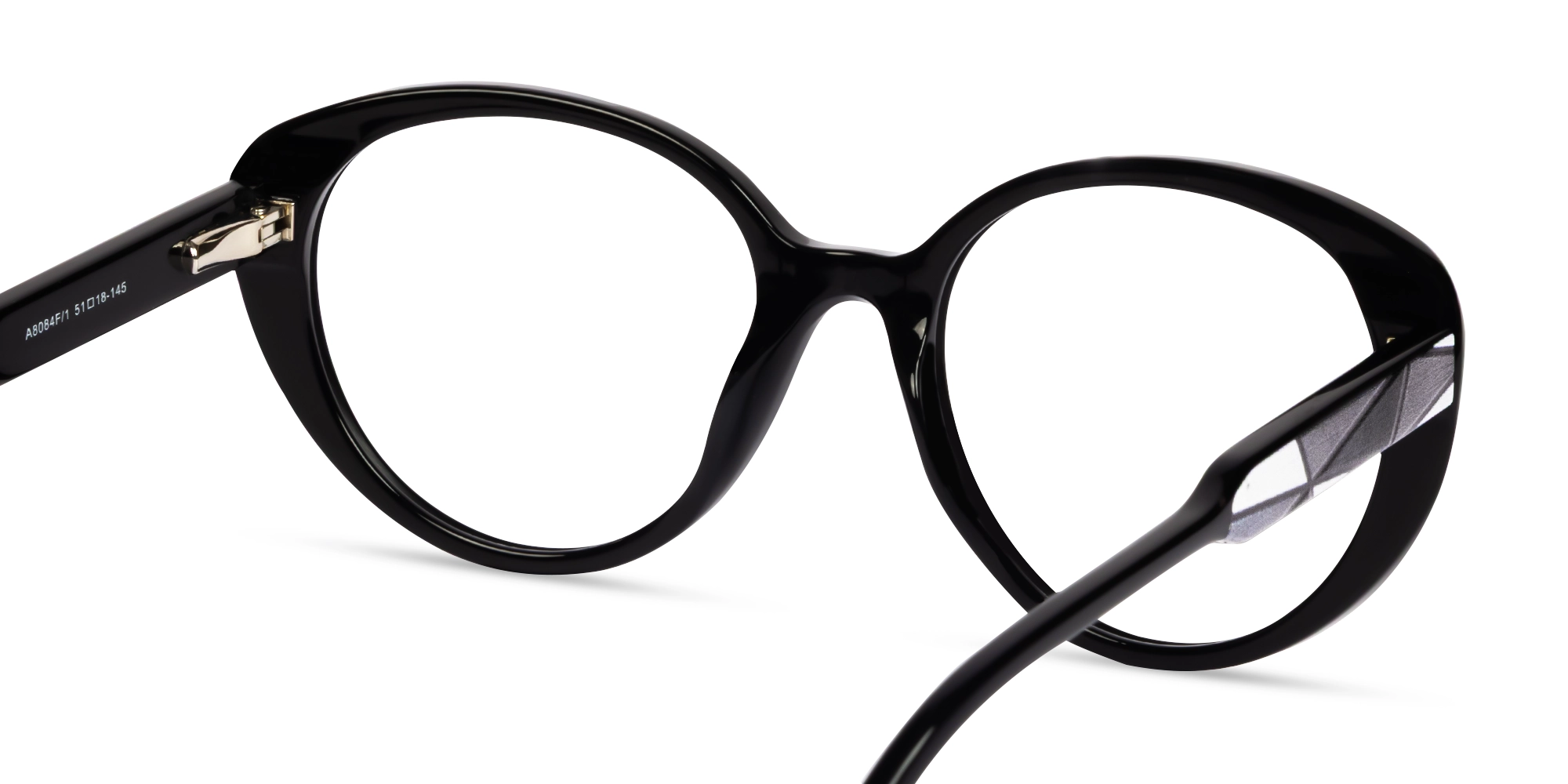 Black Oval Cateye Full- Rim Glasses-4