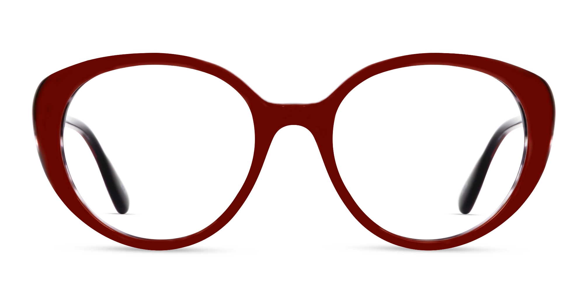 Dark Maroon Cateye Oval Glasses For Women-1