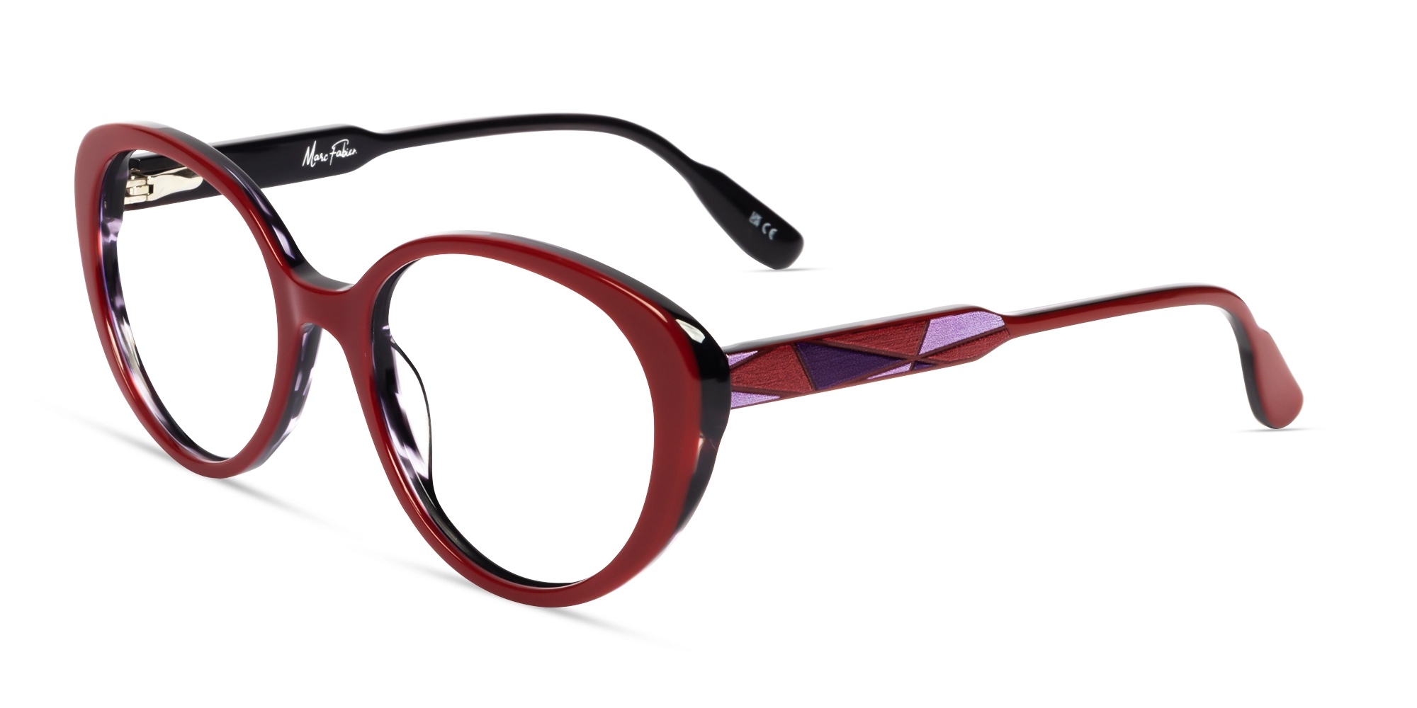 Dark Maroon Cateye Oval Glasses For Women-2