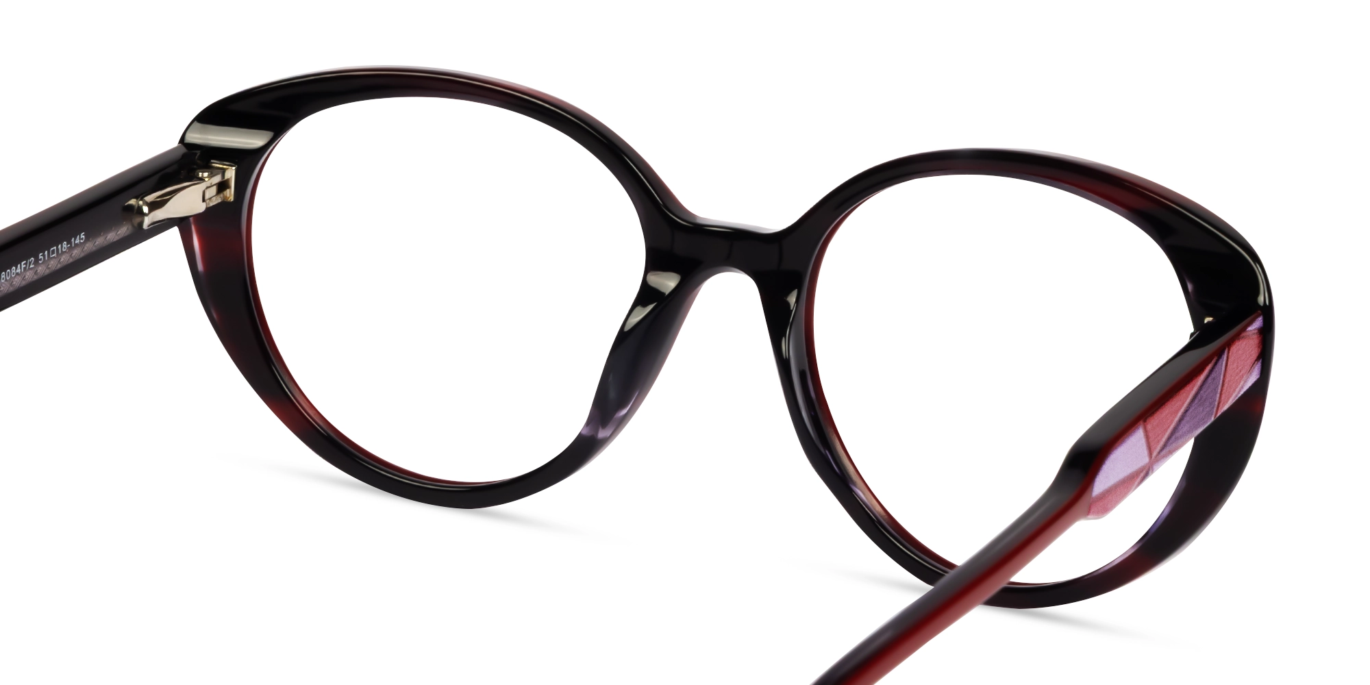 Dark Maroon Cateye Oval Glasses For Women-4