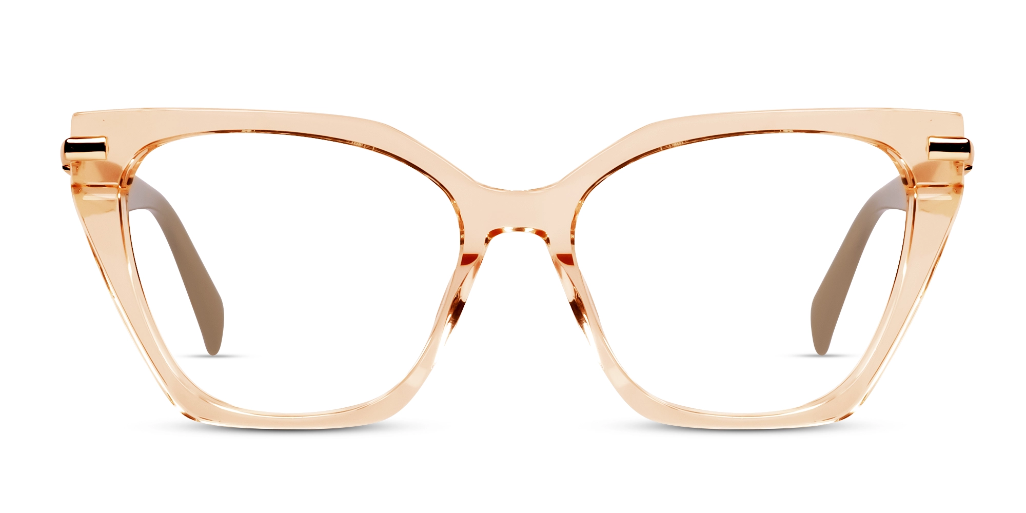 Large Cat-eye Crystal Beige Glasses-1