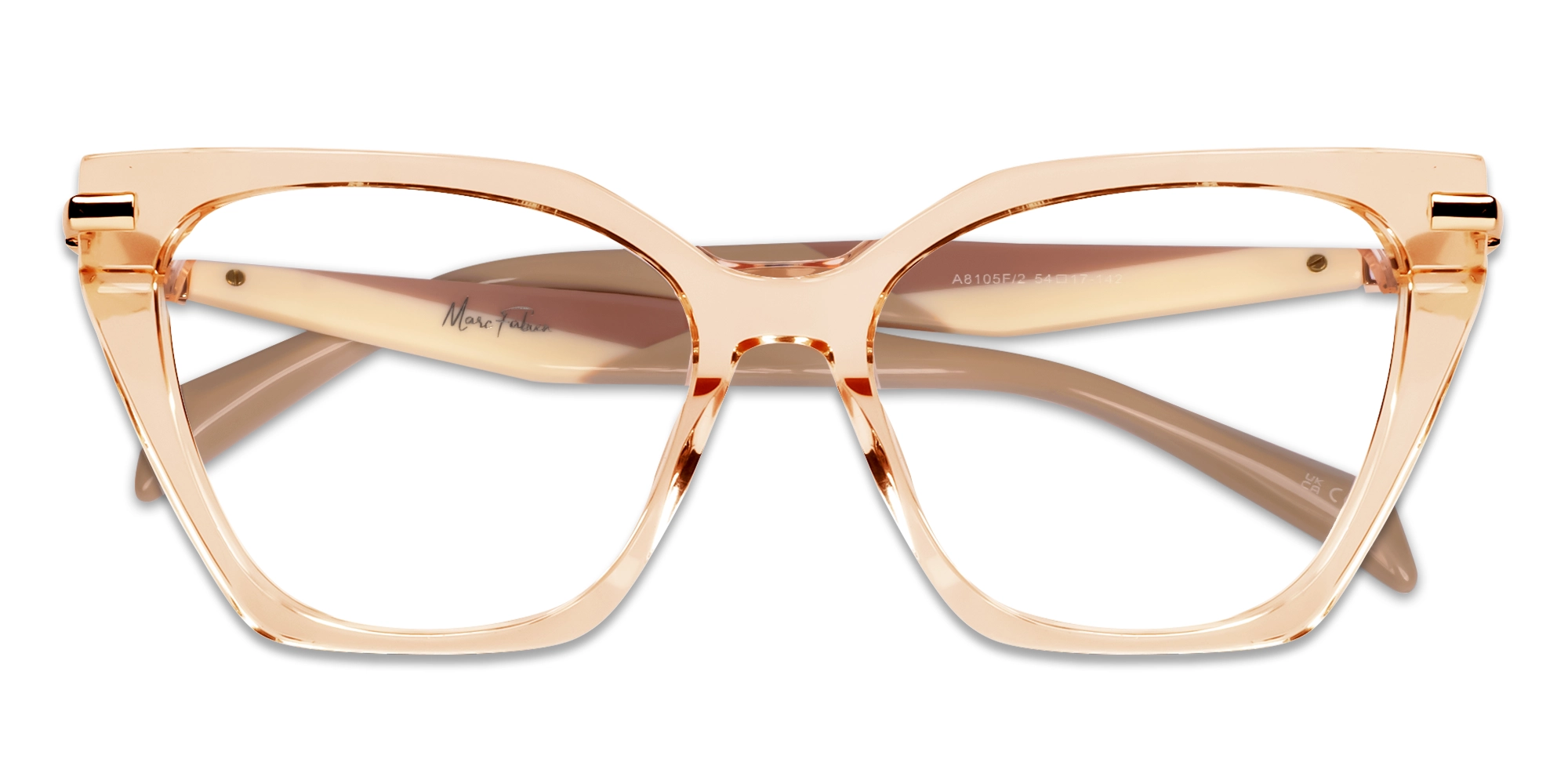 Large Cat-eye Crystal Beige Glasses-5